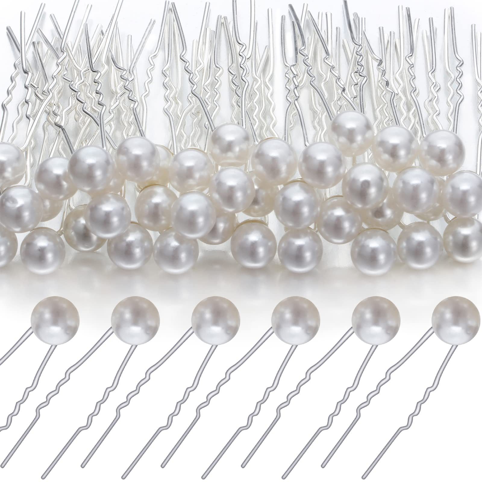 Zaewry Haarspange 40 Stück Haarnadeln mit Perlen, U-Förmige Haarschmuck Braut, 40-tlg., Haarschmuck für Frauen und Mädchen