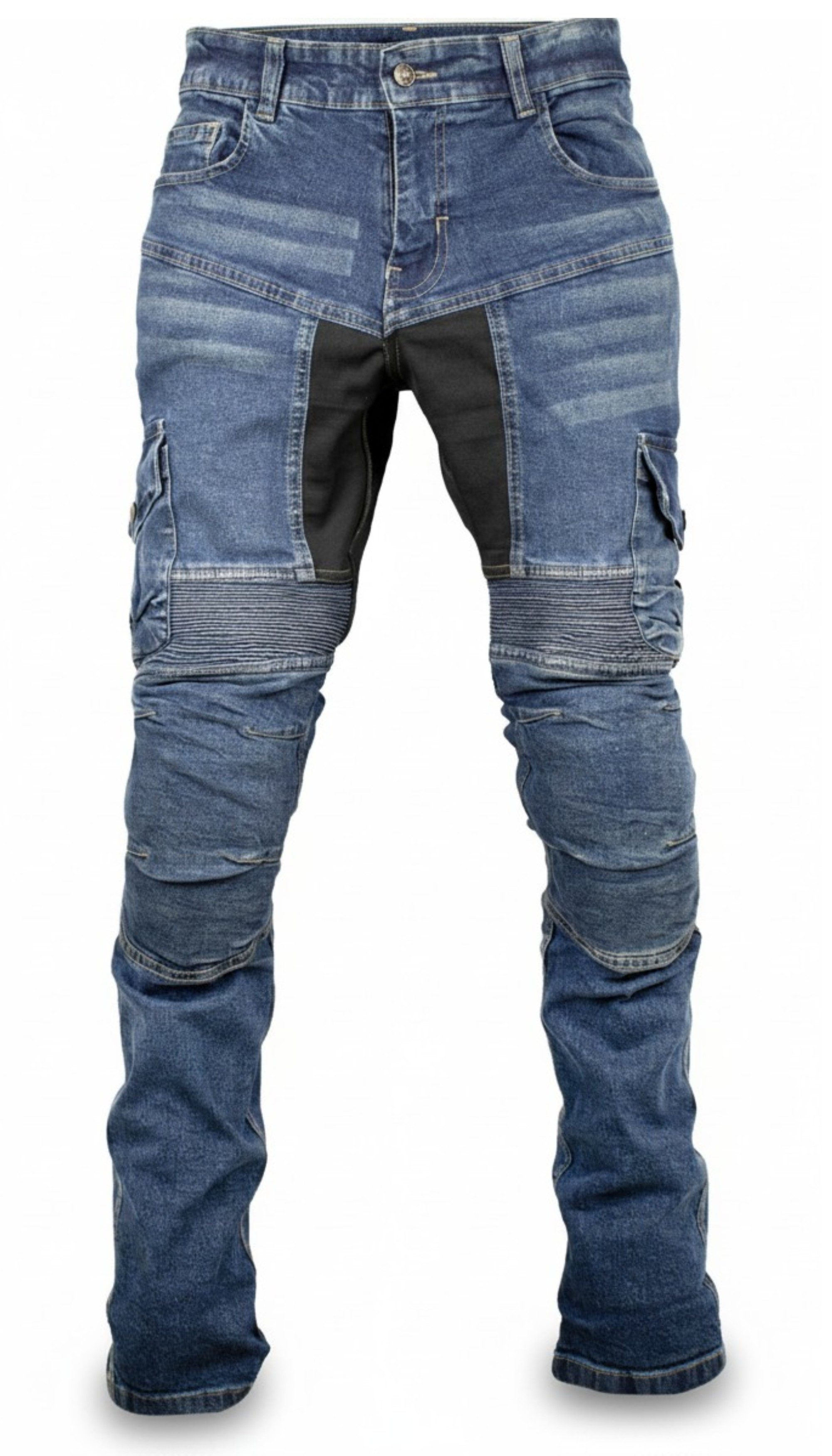 MDM Motorradhose Herren Motorrad Jeans mit Protektoren, Cargo Biker Hose – Bild 5 von 5