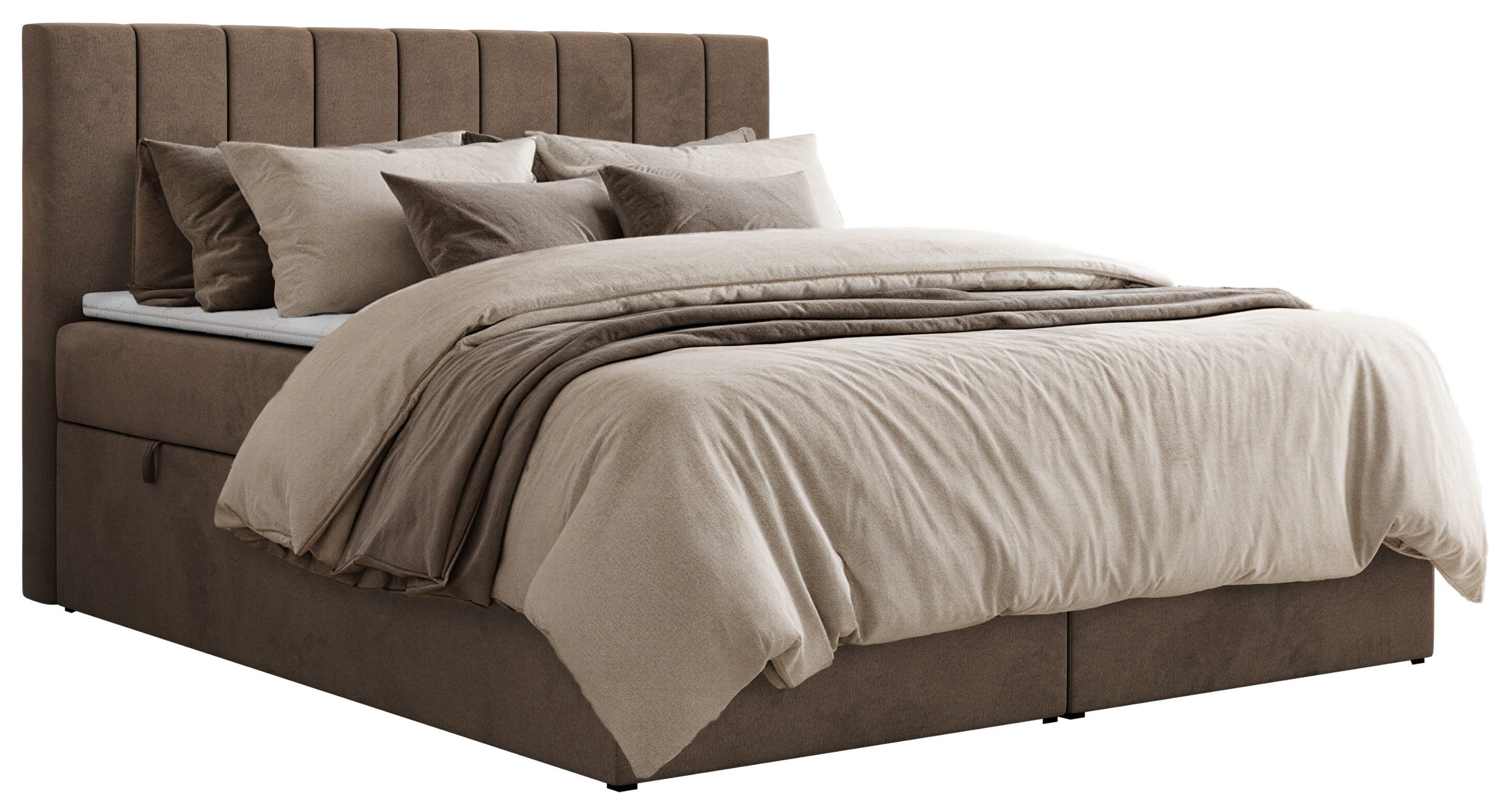 MKS MÖBEL Boxspringbett ALVER (Set, Doppelbett mit Stauraum, Matratze (H3/H4) & Topper (Visco oder T25), 2 Bettkästen, Federautomaten, Multipocket 7-Zonen H3/H4