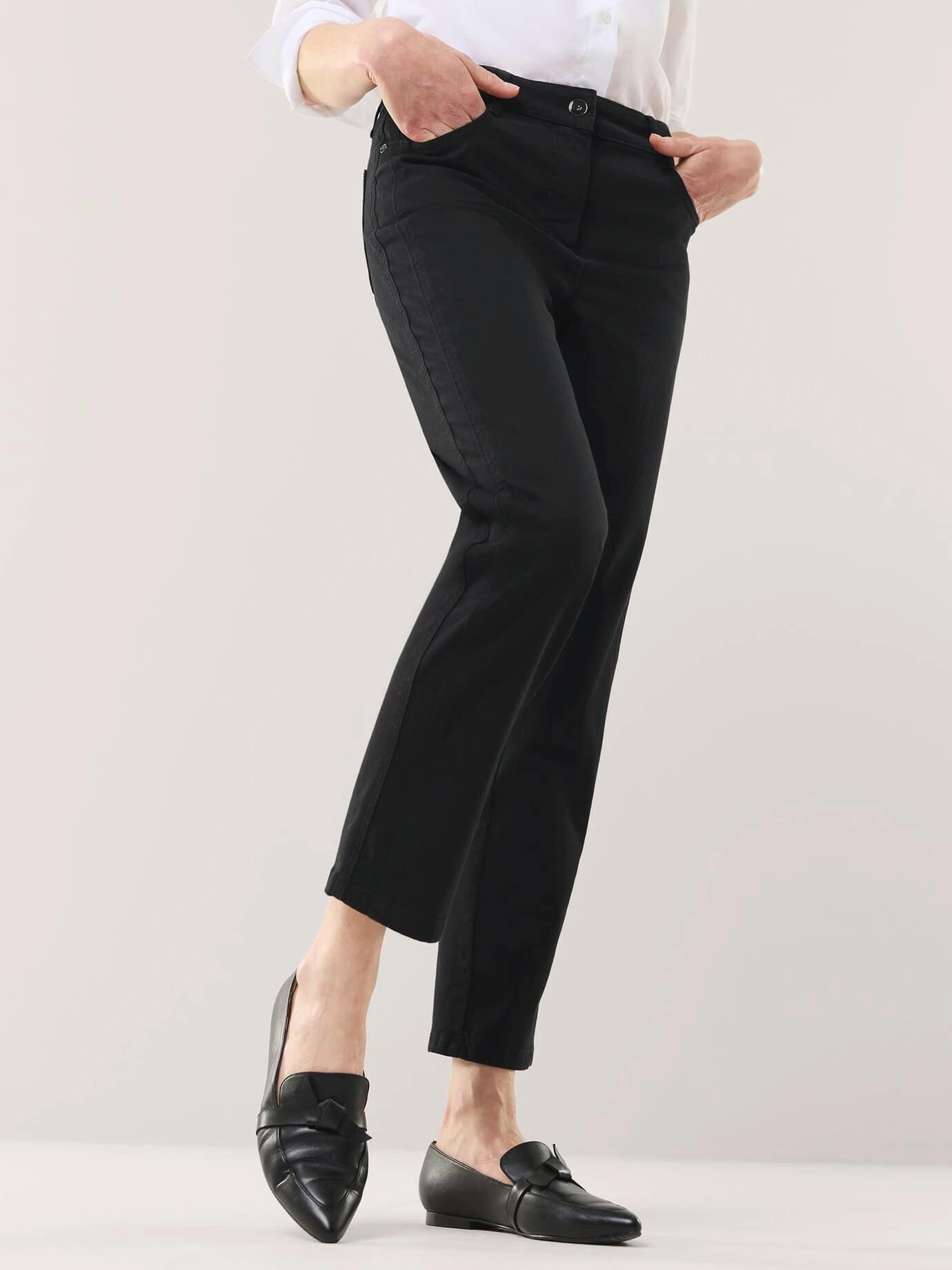 Walbusch 7/8-Hose Damen 7/8-Baumwollhose Figurwunder Feminine Fit Baumwollhose, Bauchweg-Mesh, vorverlegte Seitennaht, Comfort-Bund