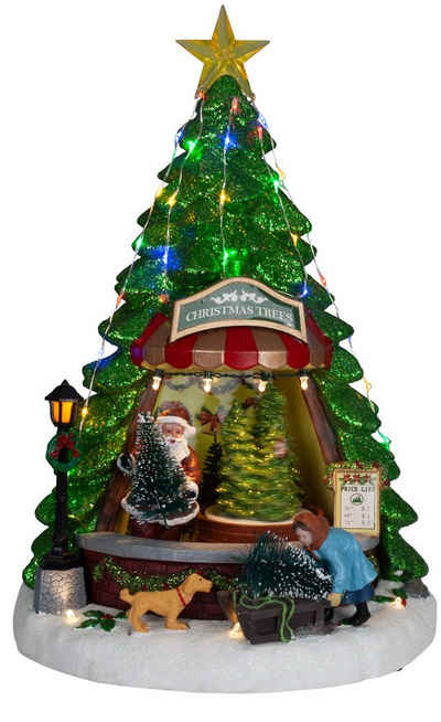 Christmas Paradise LED-Dekofigur Weihnachtsbaum mit Musik und Beleuchtung 34cm (1 St), animierte Weihnachtsdeko mit Weihnachtsmann und Christbaum