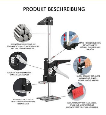 BOTC Getriebeheber Plattenheber 1x Handwerkzeugheber Hebevorrichtung Einfach Schrankheber, max. Hubhöhe: 30,00 cm, 1-tlg., Plattformlift, HandJack - 1 Stück - Armlift - Arbeitssparender Arm - 30cm Höhe