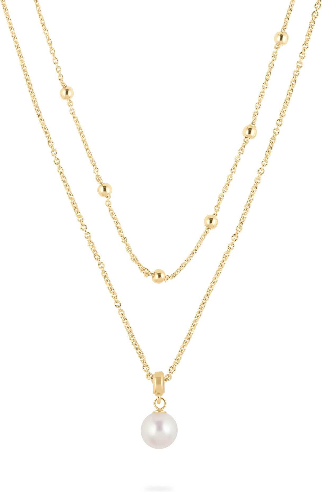 JETTE Kette mit Anhänger Joy Damen Halskette vergoldet – 925er Silber mit Süßwasserperle, 45 cm, 88601718NL