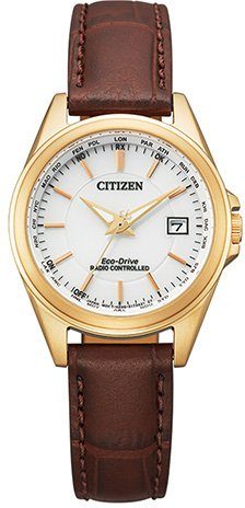 Citizen Funkuhr EC1183-16A, Armbanduhr, Damenuhr, Solar, Lederarmband, Saphirglas, Datum