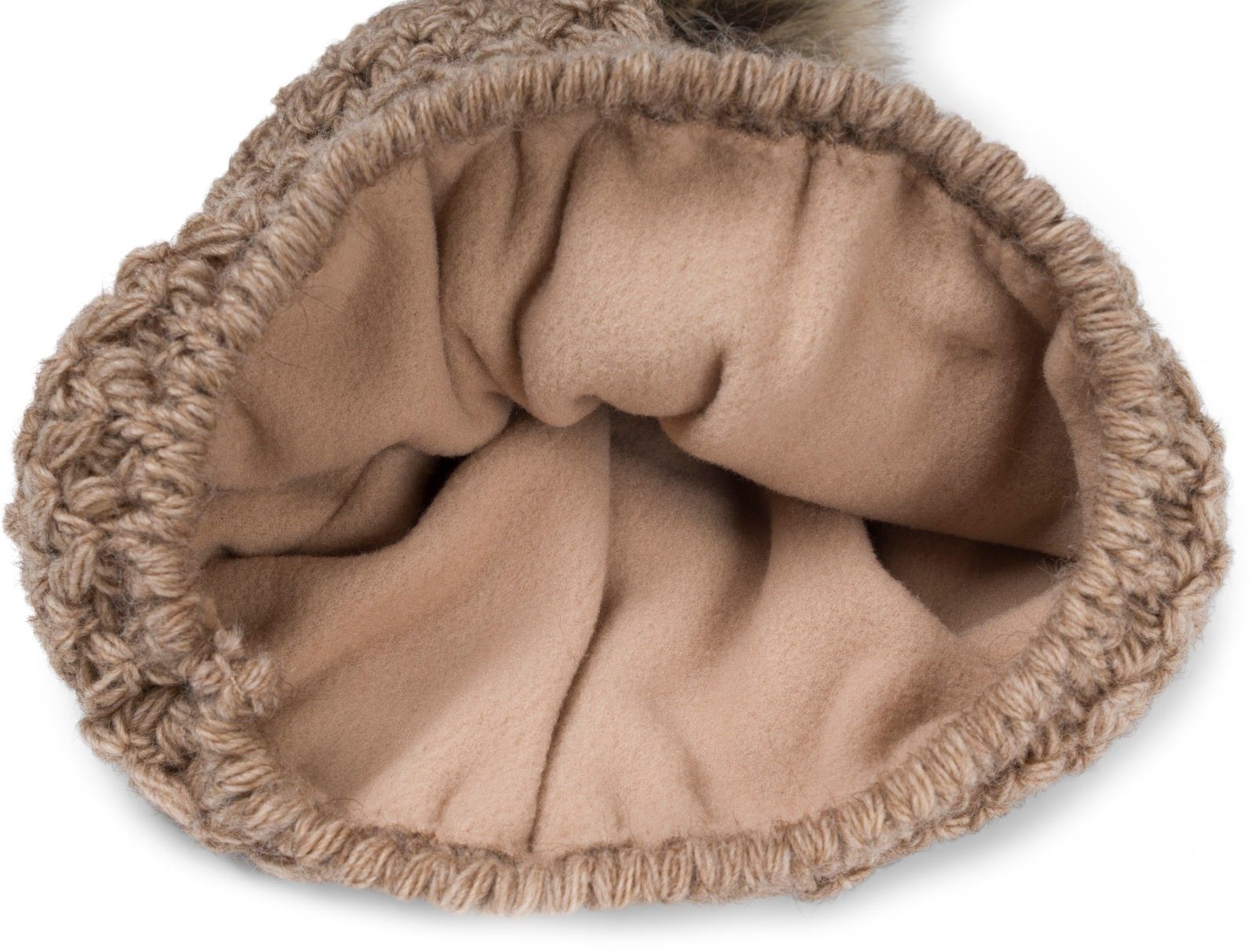 styleBREAKER Bommelmütze Kinder Bommelmütze V-Muster Gehäkelt (1-St)