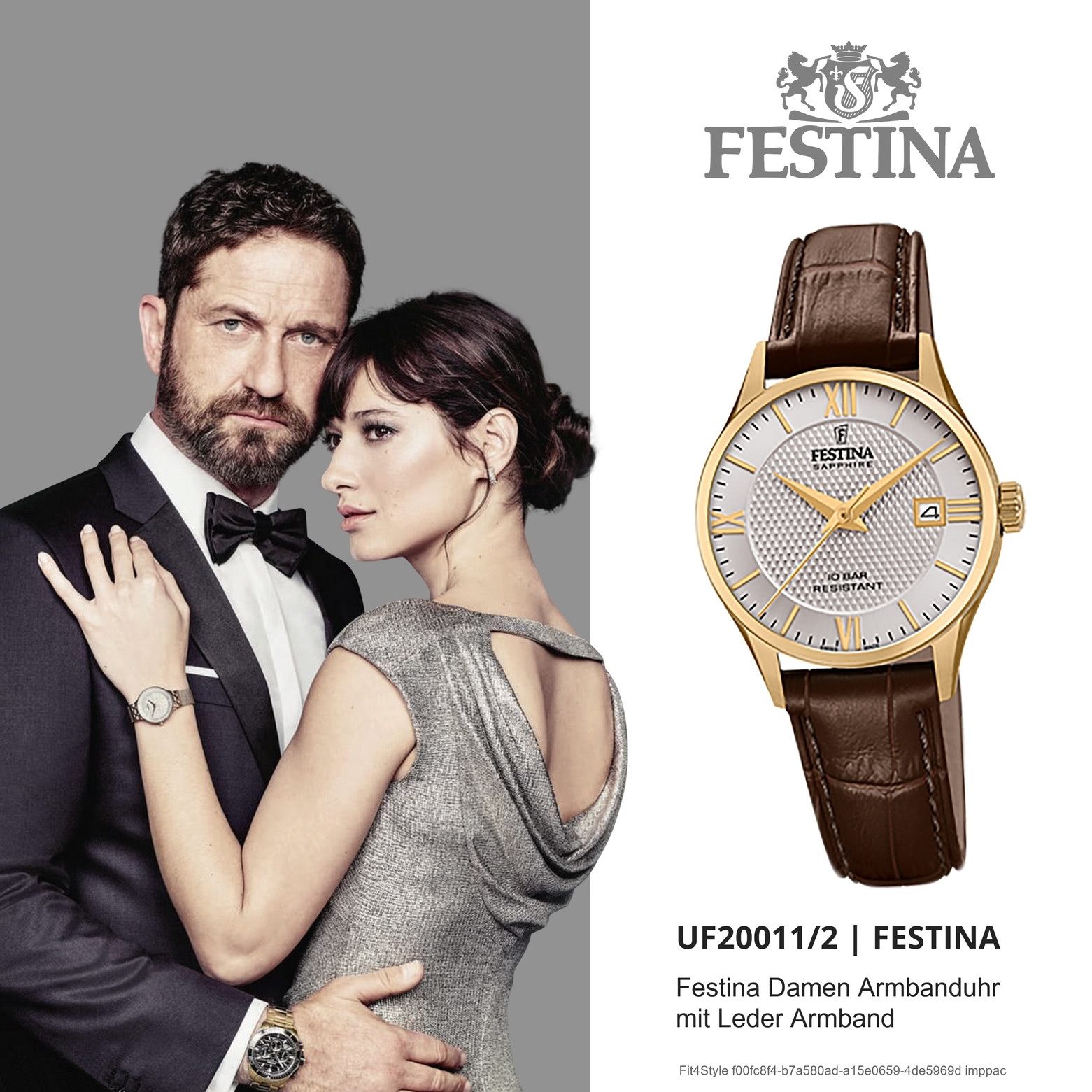 Festina Quarzuhr Festina Analog Damen Uhr F20011/2 Leder, (Analoguhr), Damen Armbanduhr rund, Lederarmband braun, Elegant