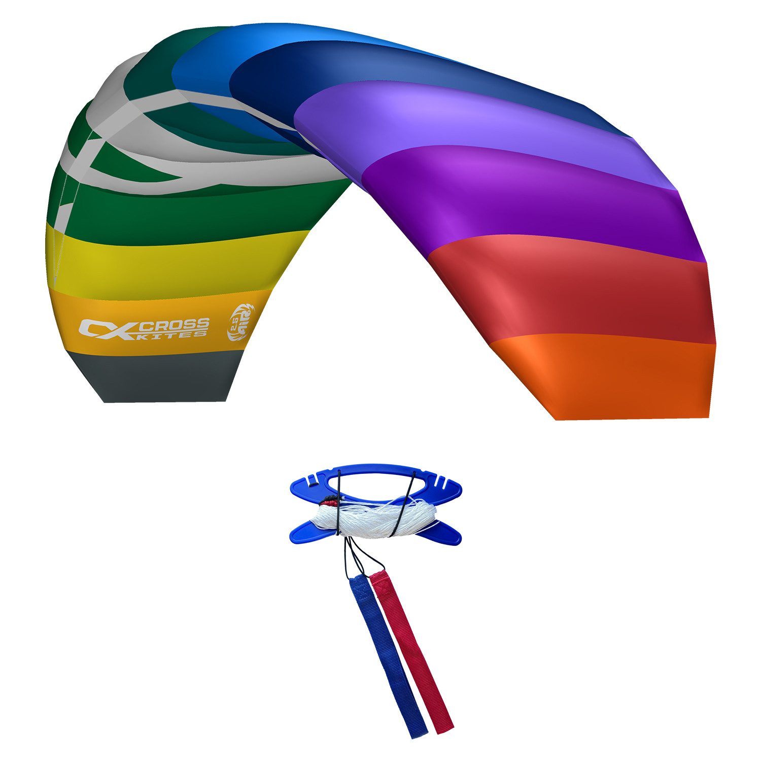 CrossKites Flug-Drache Lenkmatte Air 2.5 R2F Allround Lenkdrachen Zweileiner Kite, R2F Ausstattung (Ready to Fly) inkl. Leinen und Lenkschlaufen