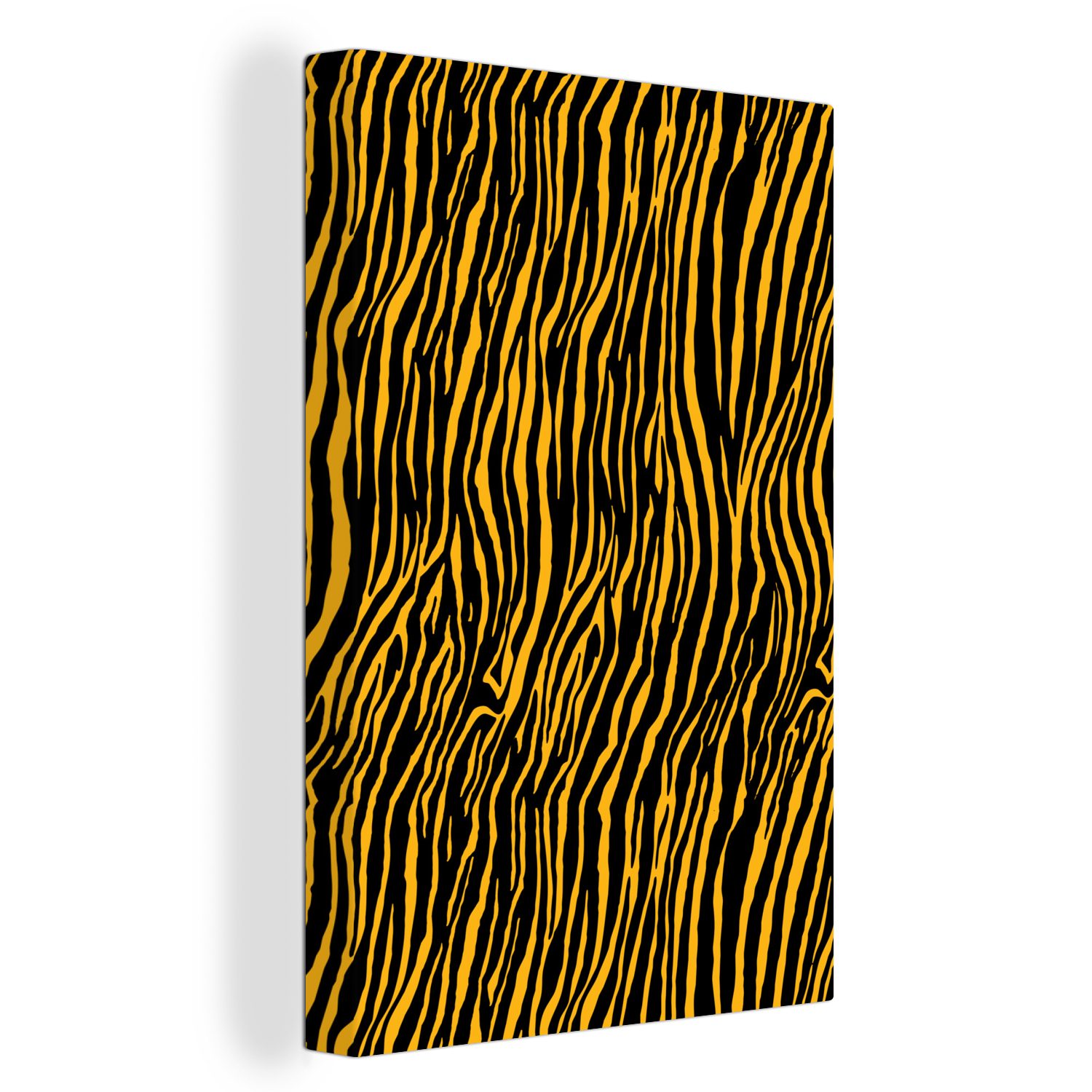OneMillionCanvasses® Leinwandbild Orange - Tiermuster - Tiger, (1 St), Leinwandbild fertig bespannt inkl. Zackenaufhänger, Gemälde, 20x30 cm