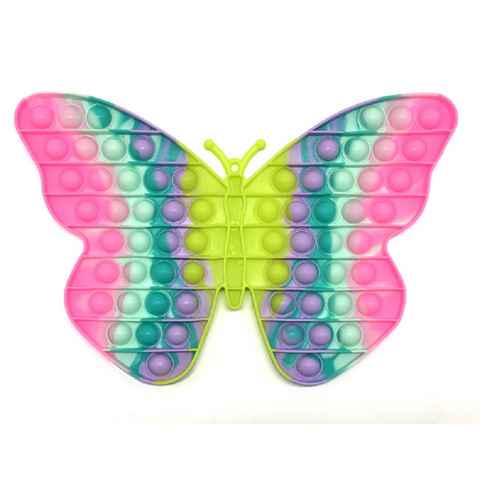 C&T Spiel, Regenbogen Schmetterling 30 cm - Pop It Bubble Push Plop Up Fidget - Anti-Stress Spiel