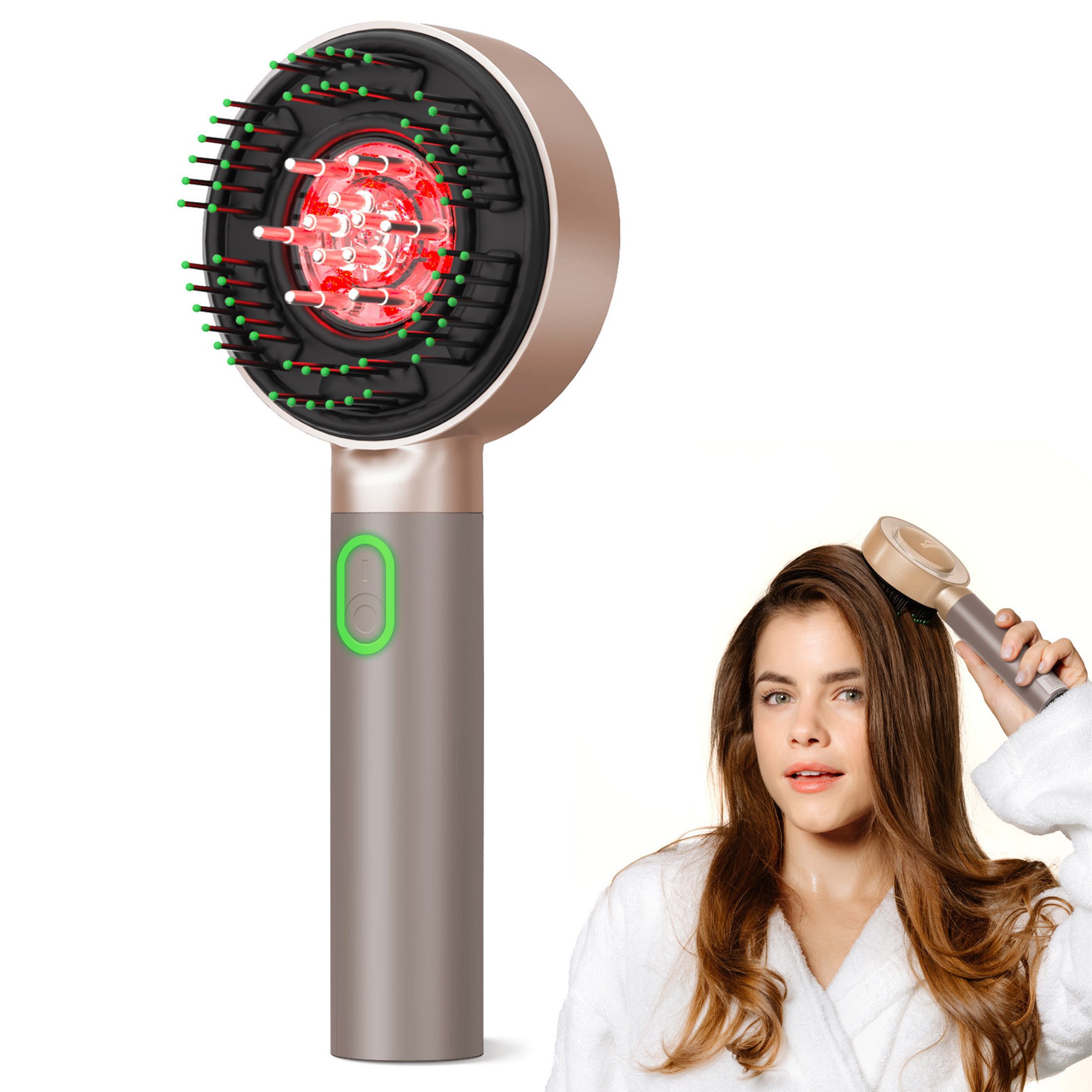 Donnerberg Massagegerät MIO KM-068 Beige, 3D-Kopfmassage mit Rotlicht + Ölanwendung