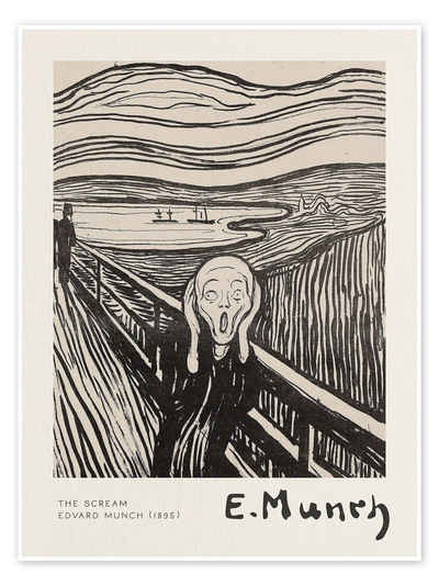 Posterlounge Poster Edvard Munch, Der Schrei, 1895, Wohnzimmer Rustikal Malerei