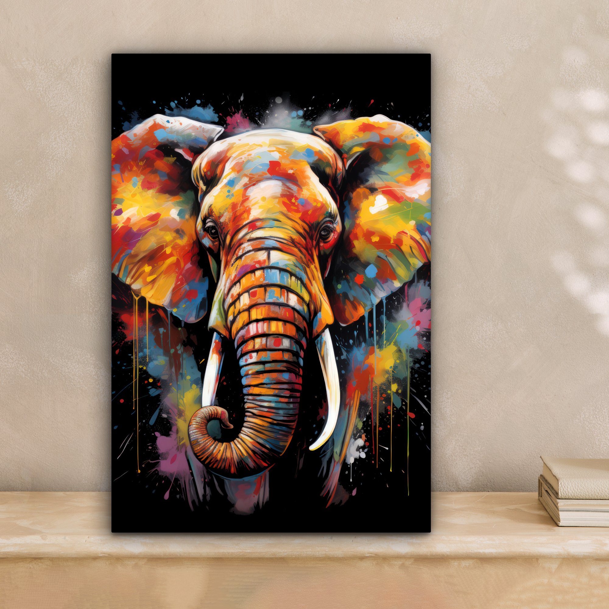 OneMillionCanvasses® Leinwandbild Elefant - Graffiti - Schwarz - Tiere - Fa günstig online kaufen
