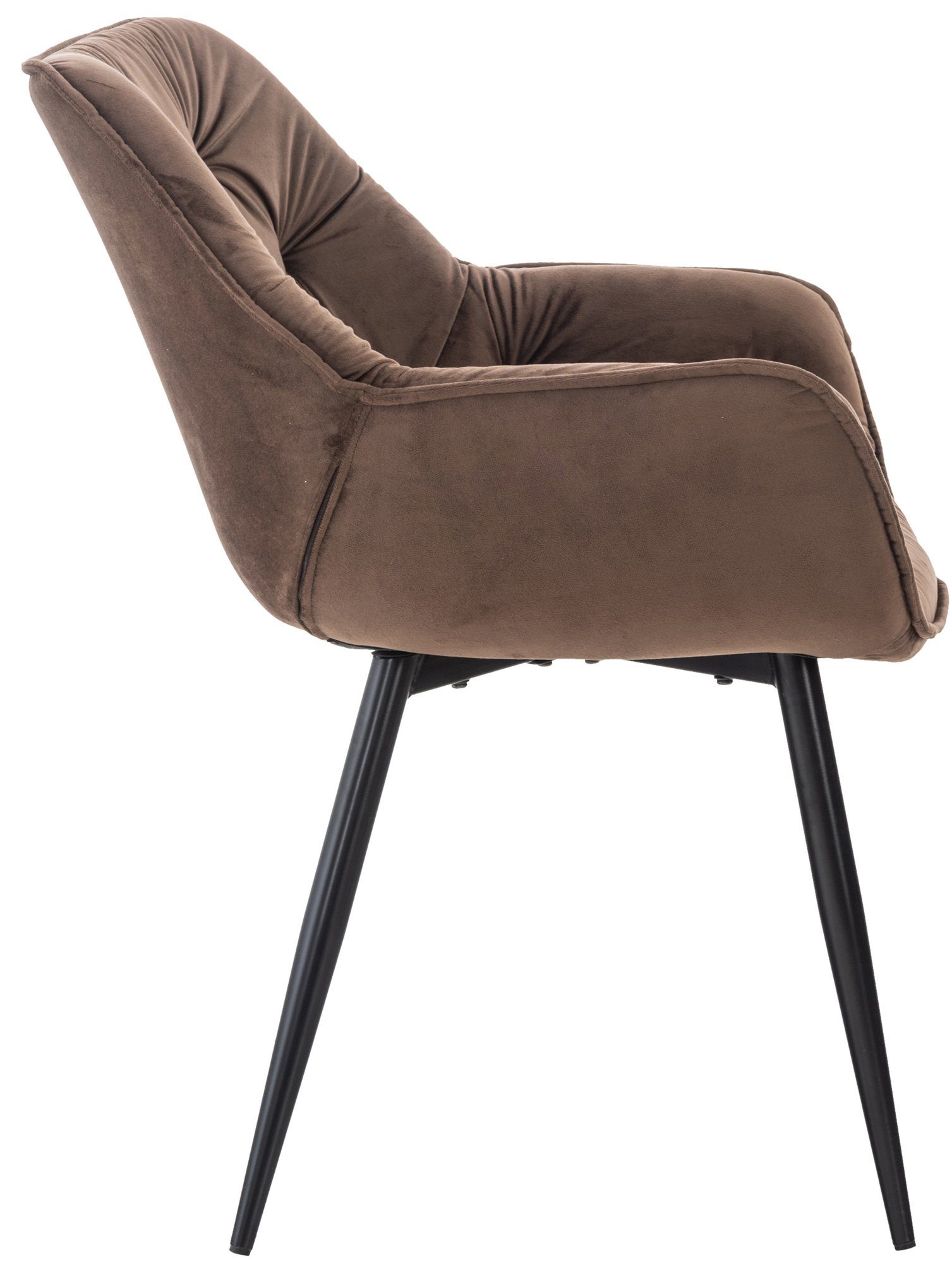 CLP 4-Fuß-Stuhl, braun Samt, Armlehnen, Tanna Esszimmerstuhl Metallgestell