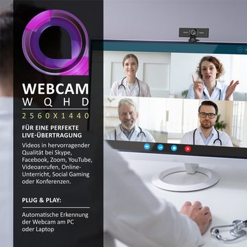 Aplic Full HD-Webcam (2K @ 30 Hz, FHD @ 60 Hz, manueller Fokus, Dual Mikrofon, Stativgewinde)