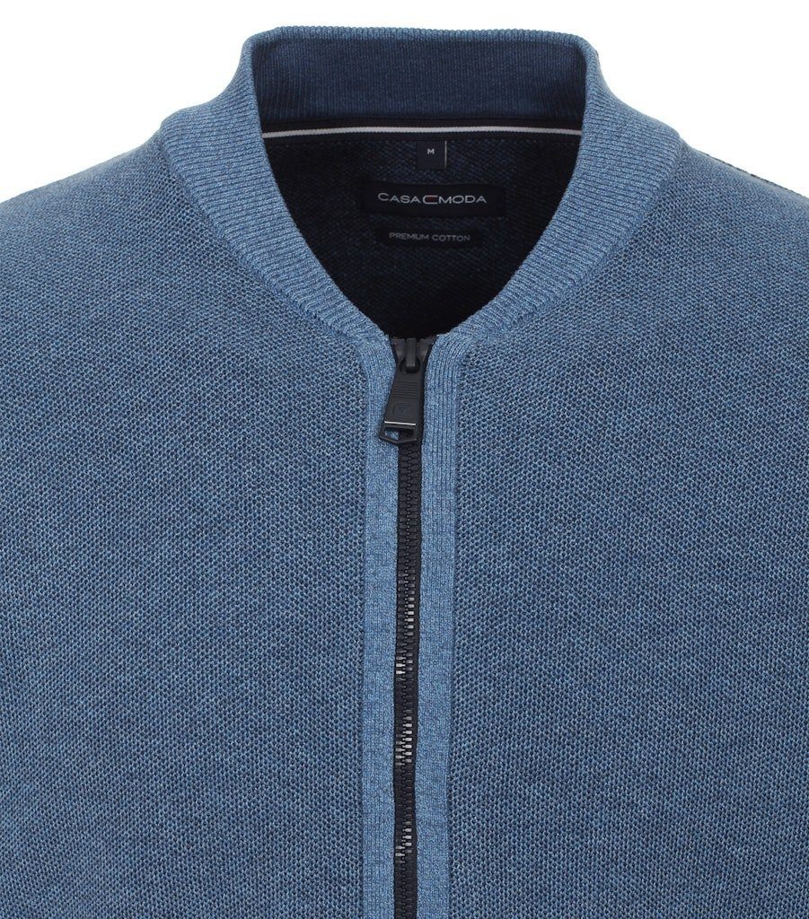 Baumwollanteil Hoher 413706000 Stehkragen Strickjacke Tragekomfort CASAMODA Hellblau127 Angenehmer