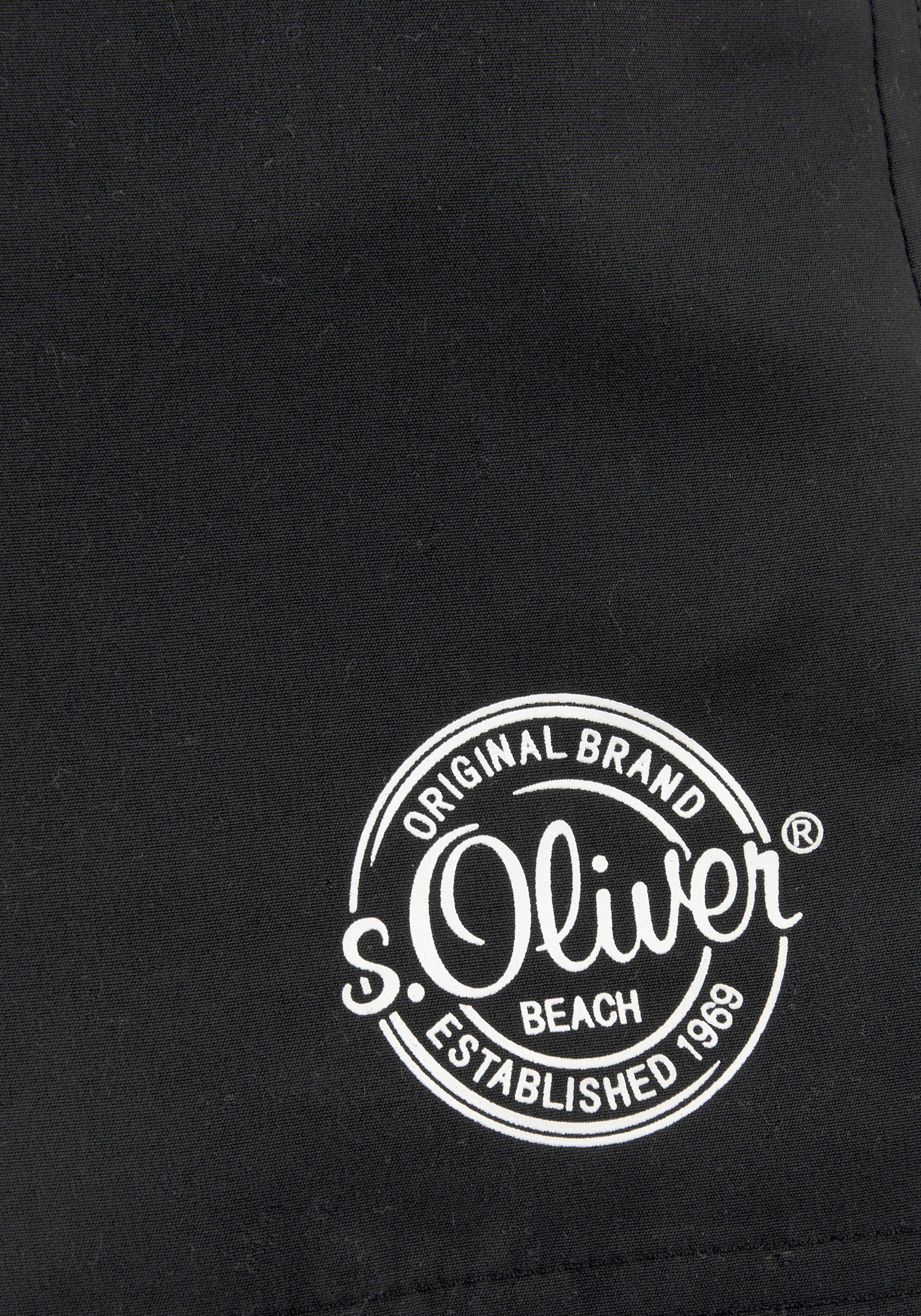 mit s.Oliver Logodruck schwarz Badeshorts seitlichem