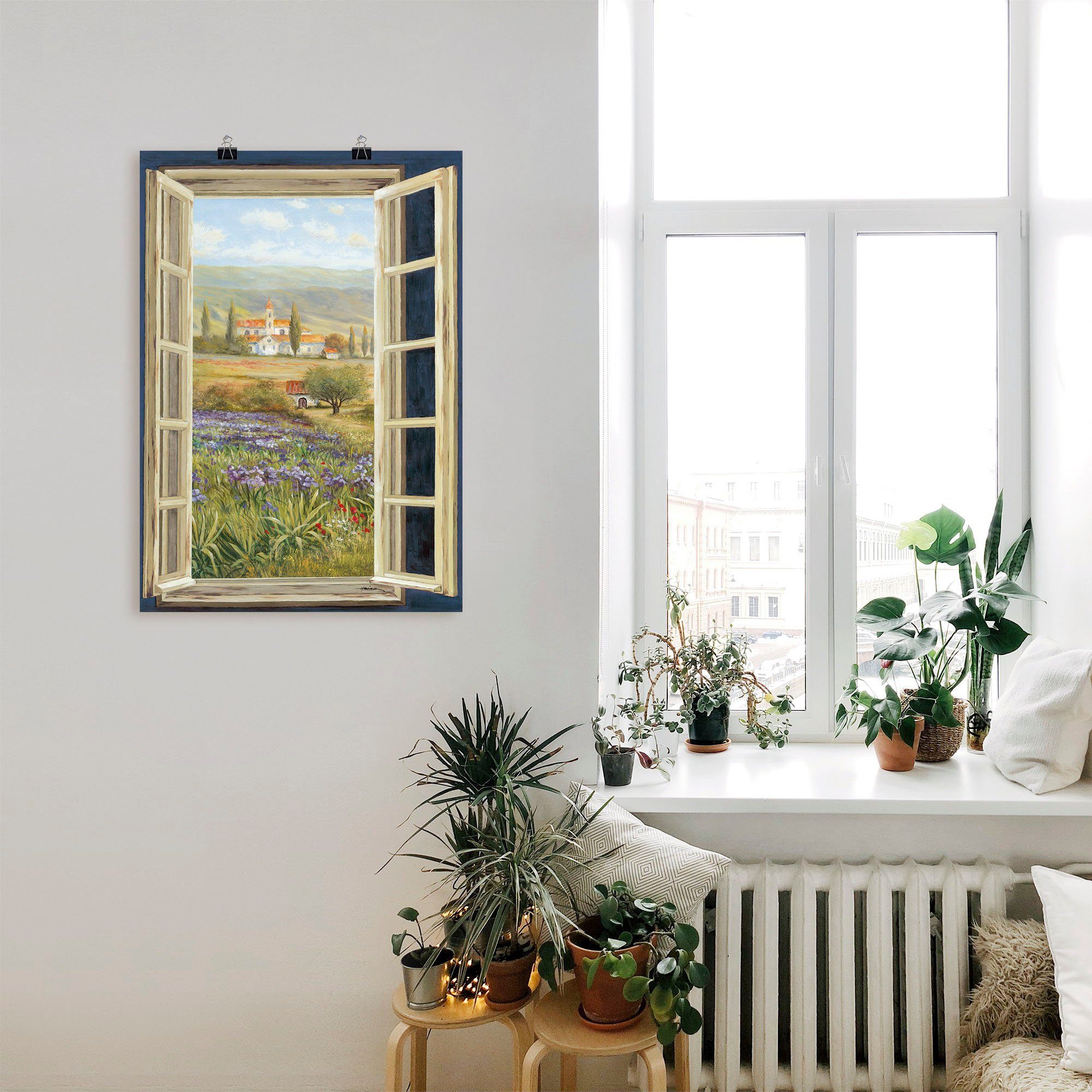 Leinwandbild, Artland Fensterblick, Poster versch. Größen oder Wandbild Bilder (1 als St), Provence Europa Wandaufkleber von in