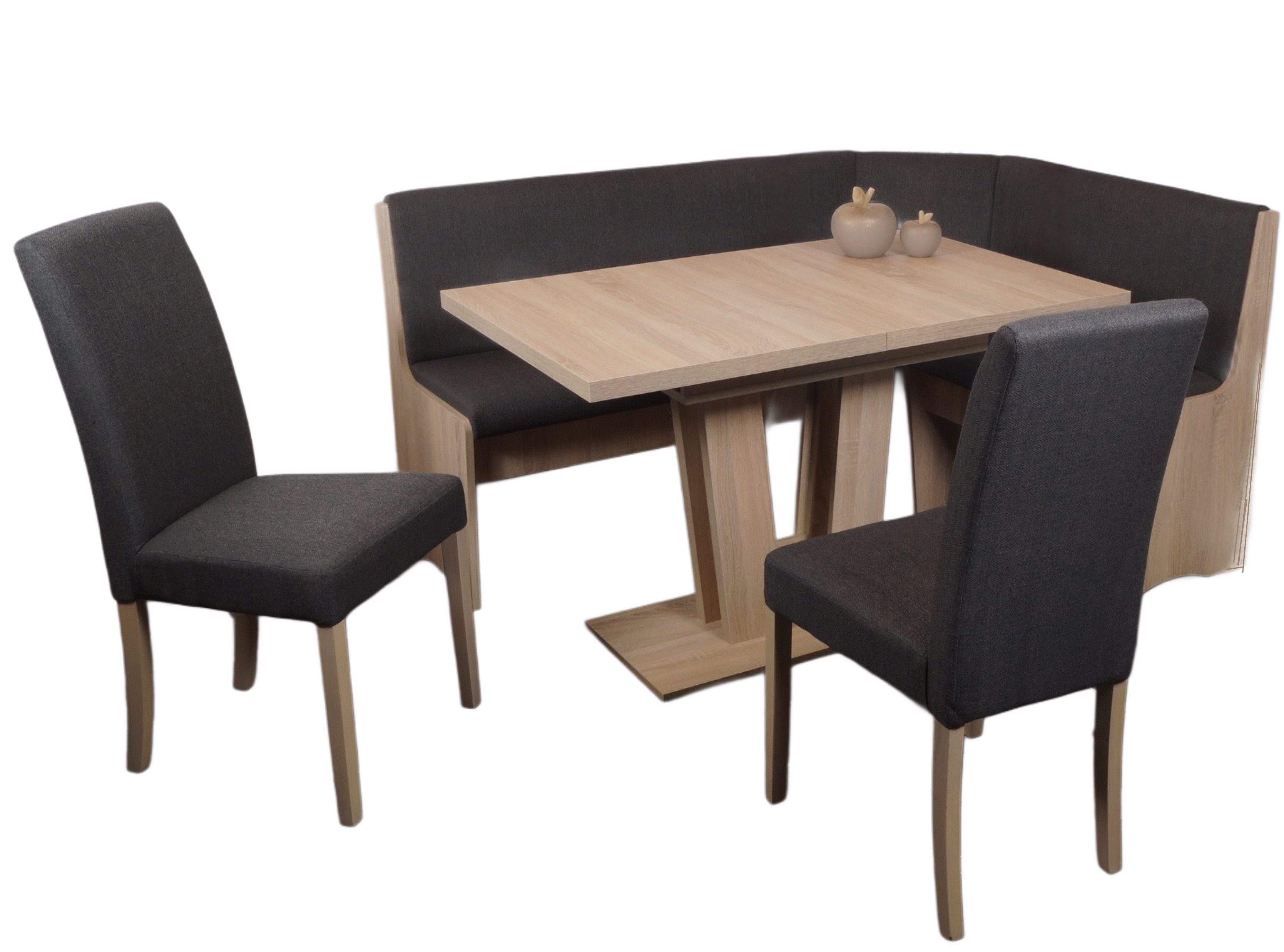 Stolebaenk Eckbankgruppe Duisburg VADUSO, (Eckbank Set, 1 x Eckbank, 1 x Tisch, 2 x Stuhl), Tisch mit Synchronauszug