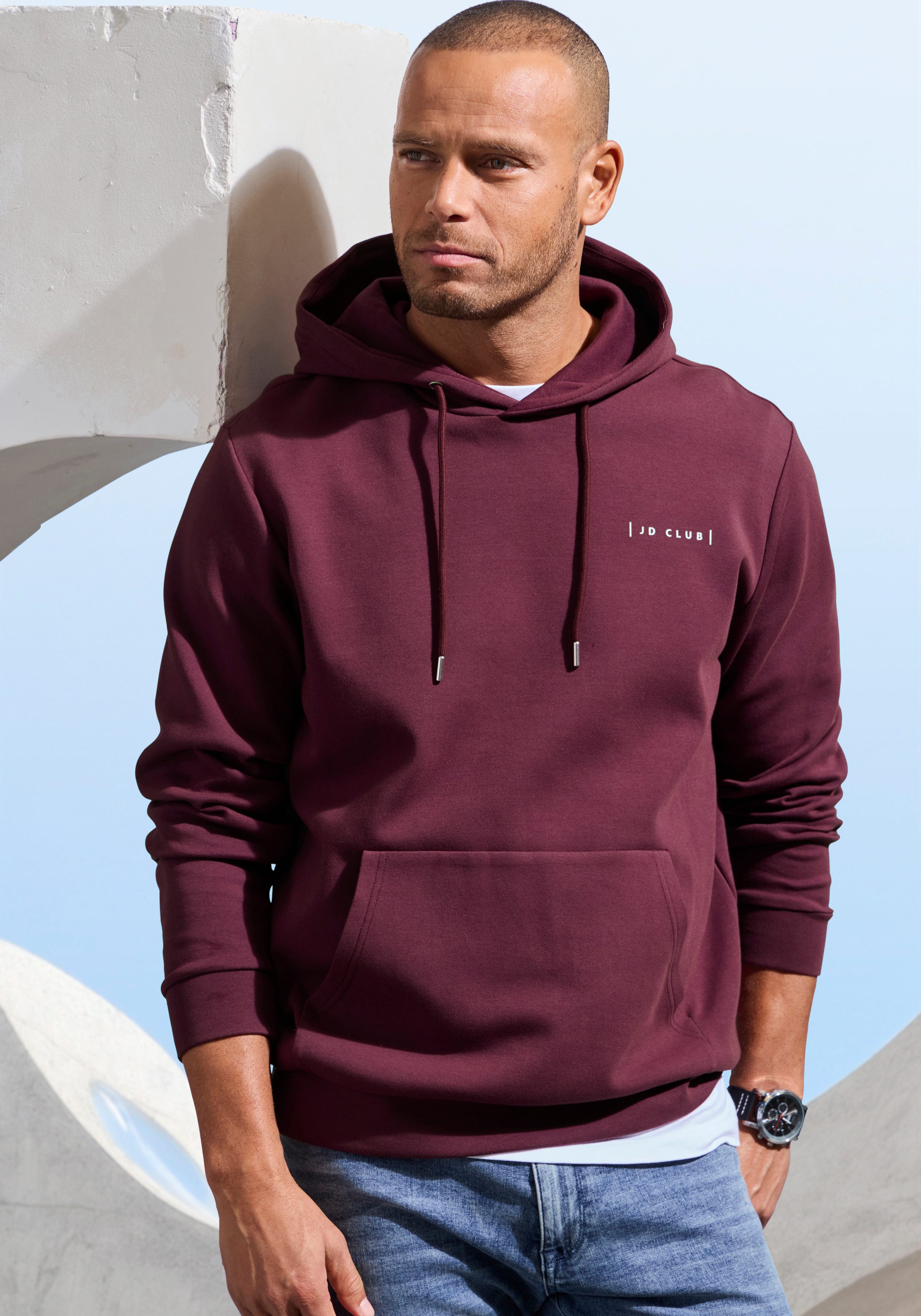 John Devin Hoodie hochwertige Qualität mit dezentem Logodruck vorn