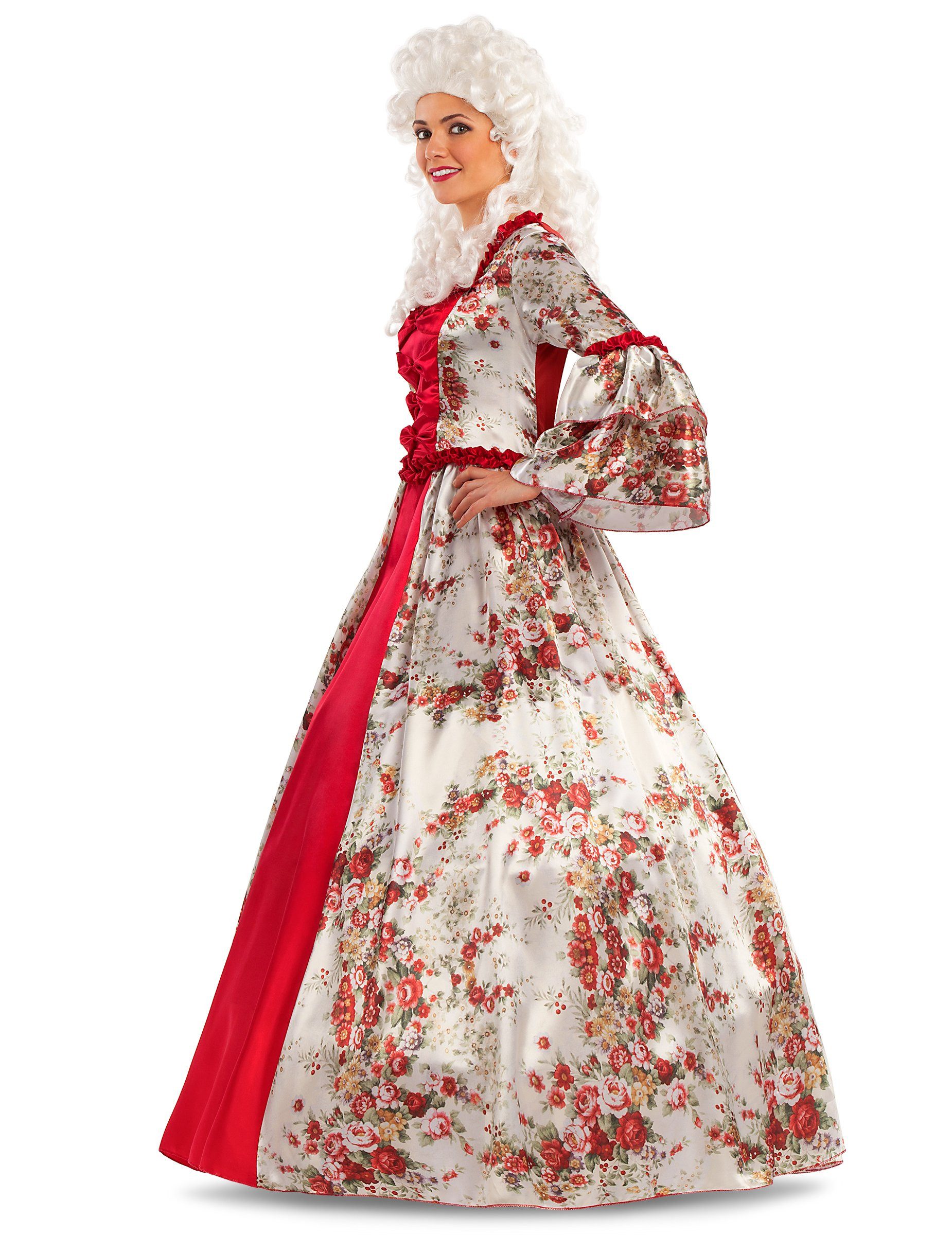 Viving Costumes Kostüm Damenkostüm Barock Mittelalter edle Prinzessin Blume Rot