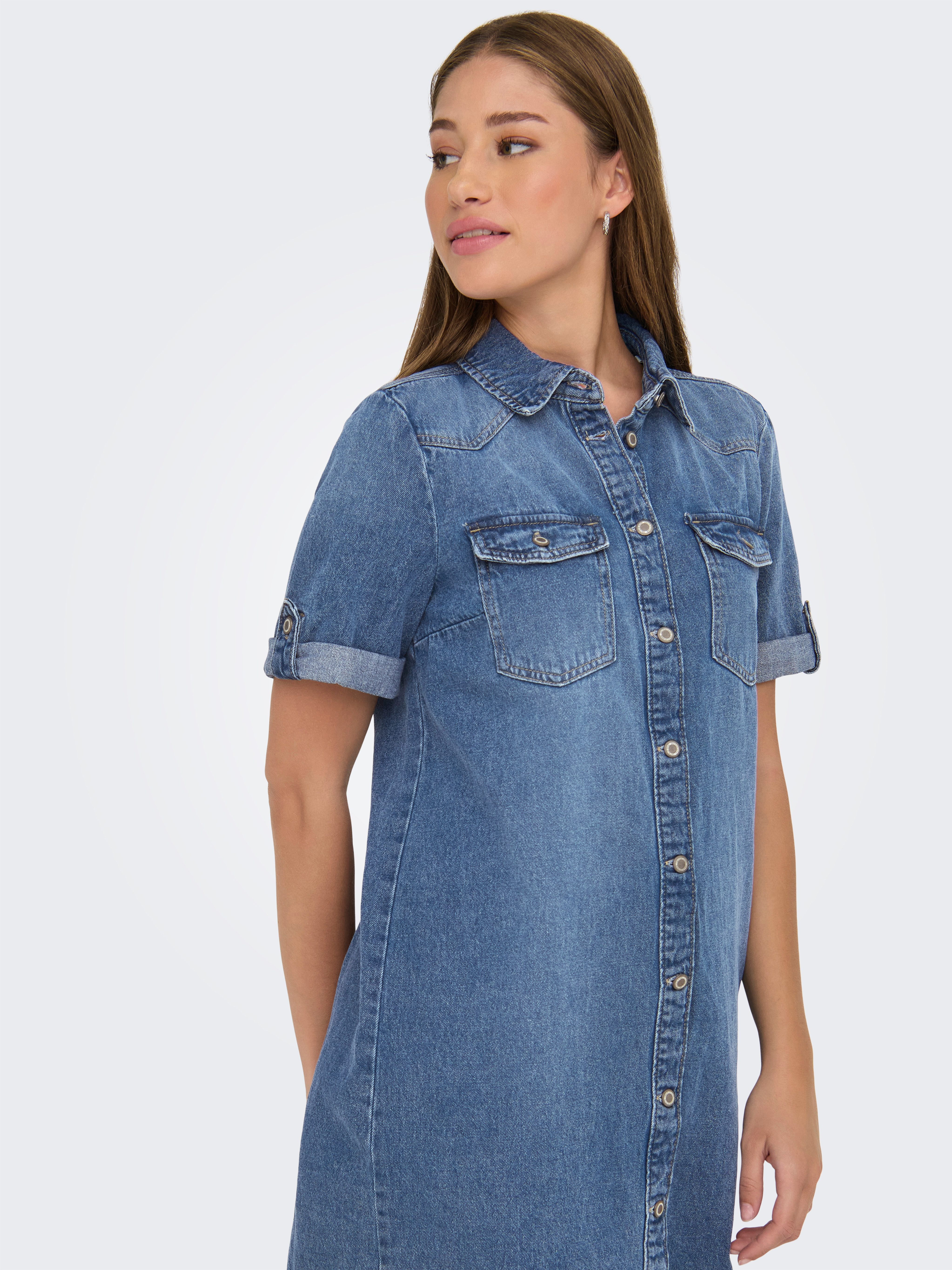 ONLY Jeanskleid ONLLISA – Denimkleid mit Knopfleiste und Brusttaschen modis günstig online kaufen