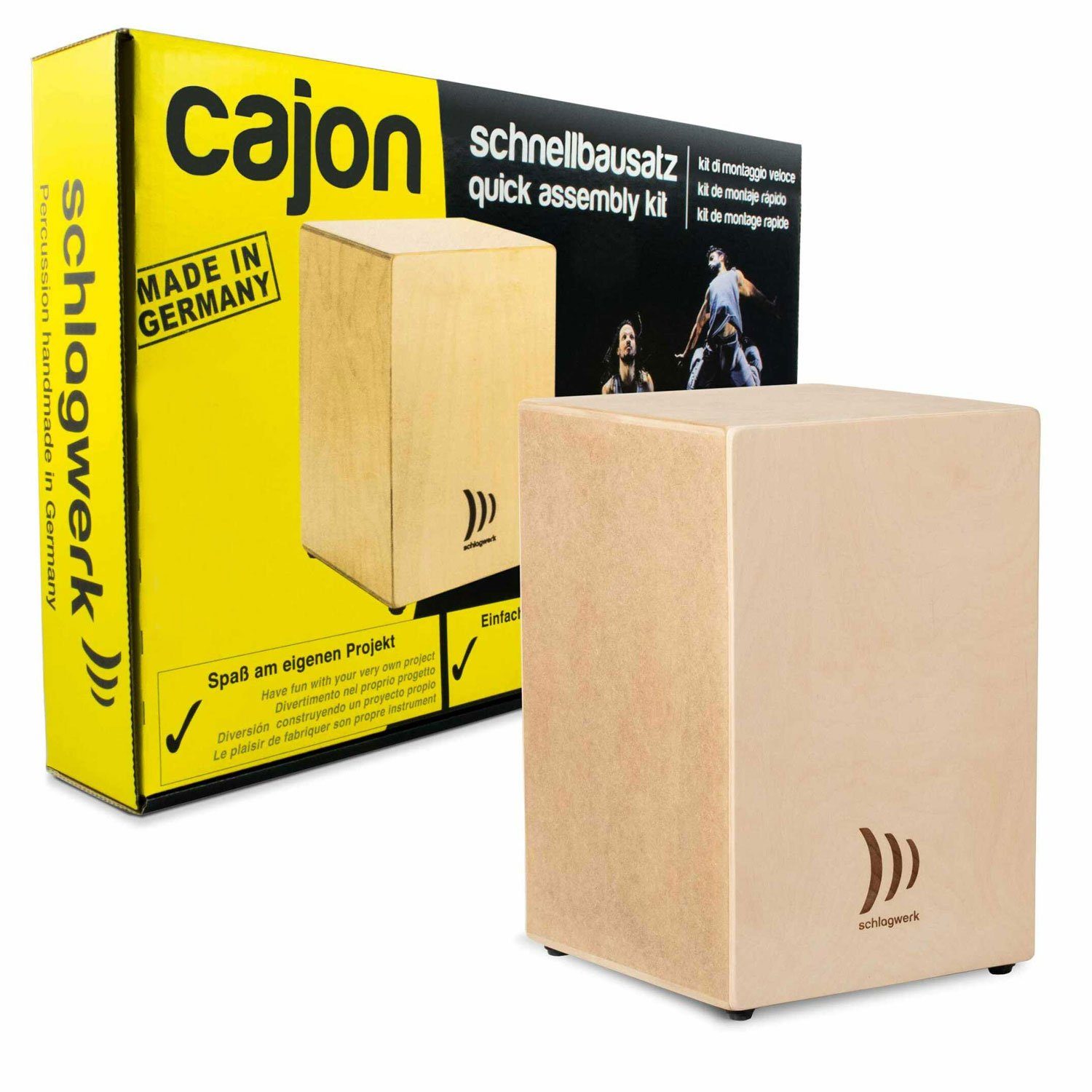 Schlagwerk Cajon Schlagwerk Cajon Bausatz CBA10S mit Tasche und Sitzpad, mit Rucksack-Tasche und Sitzpad