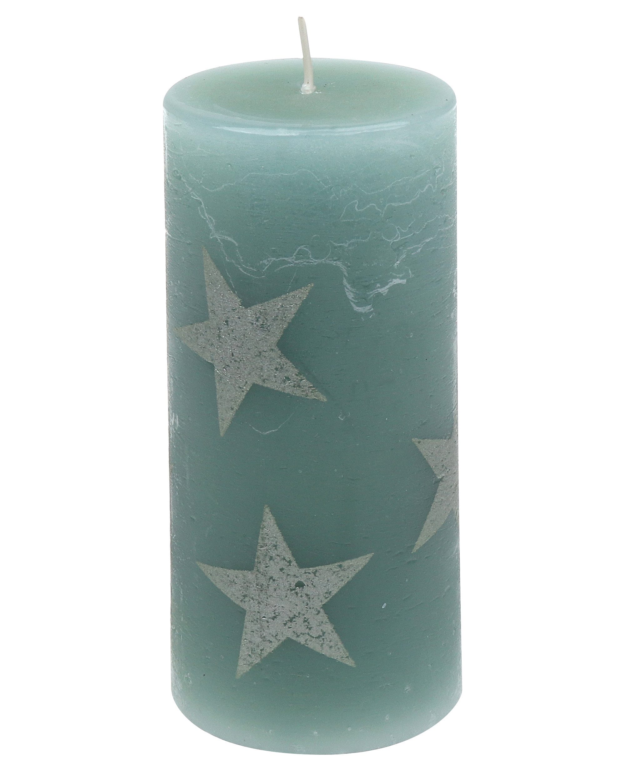 Steinhart Kerzen Adventskerze Stumpenkerze "Multistern" Salbei 150/68 mm günstig online kaufen