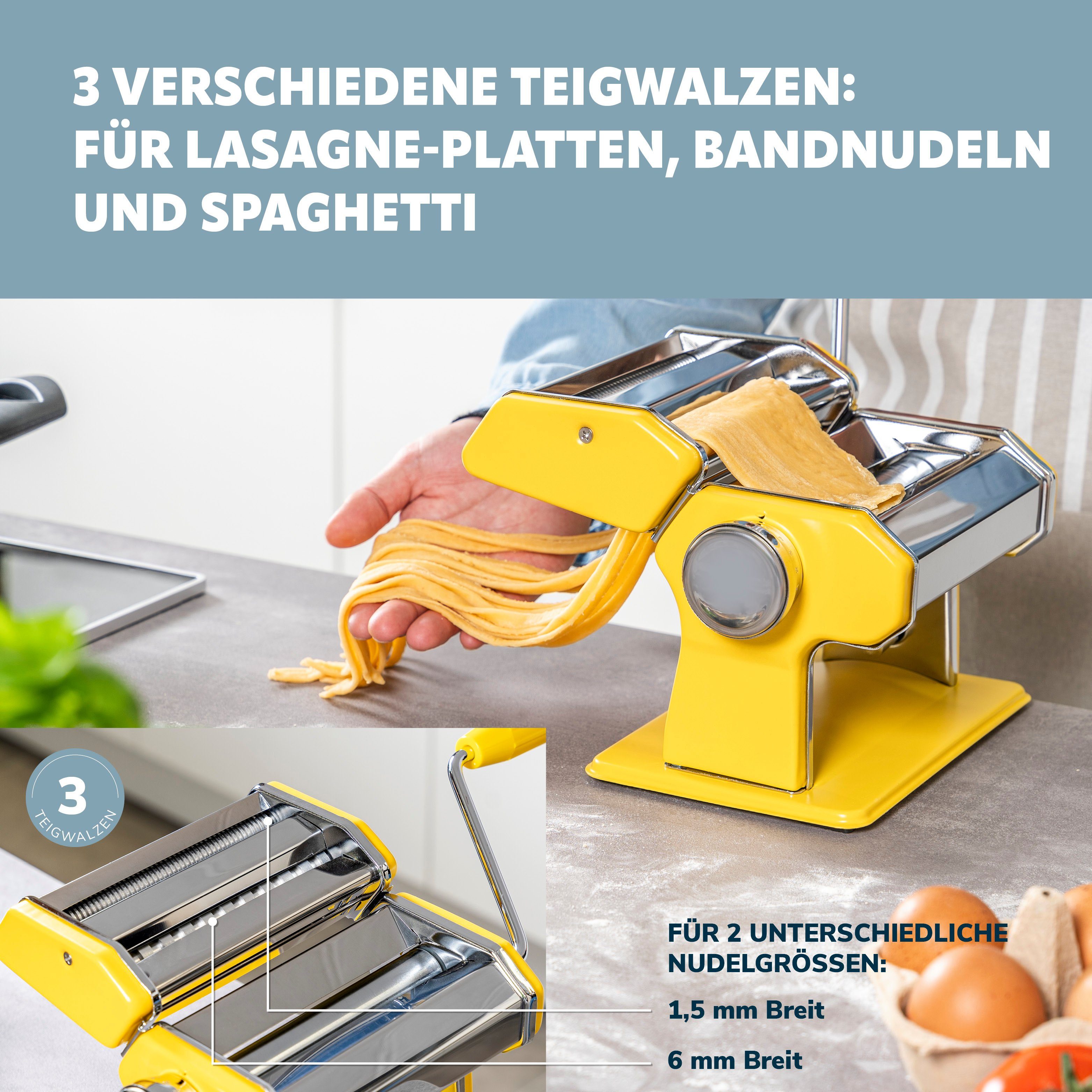 Pasta gelb Edelstahl/Metall für - Spaghetti, bremermann bremermann Nudelmaschine Nudelmaschine
