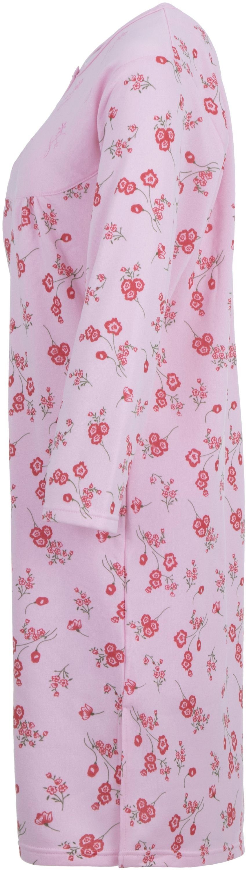 zeitlos Nachthemd Thermo rosa Nachthemd mit - Stickerei Blumen