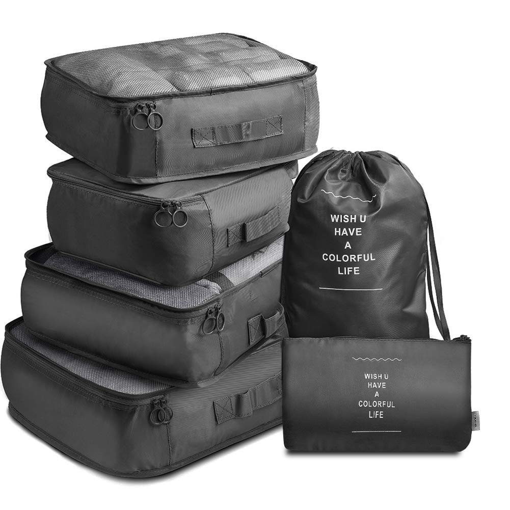 Haiaveng Kofferorganizer Schwarz - Koffer teiliges,wasserdichte 8 Organizer Set