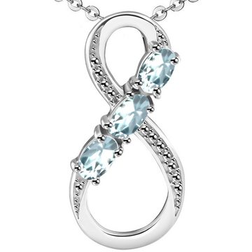 Limana Kette mit Anhänger echter Aquamarin blau 925 Silber Unendlichkeit Unendlichkeitszeichen (inkl. Herz Geschenkdose und Tasche), Liebe Geschenk Idee Liebesgeschenk Edelstein