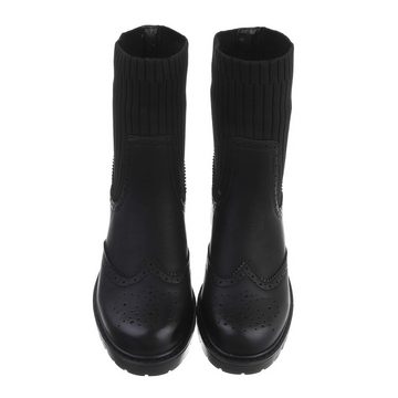 Ital-Design Damen Chelsea Western Westernstiefelette Blockabsatz Chelsea Boots in Schwarz