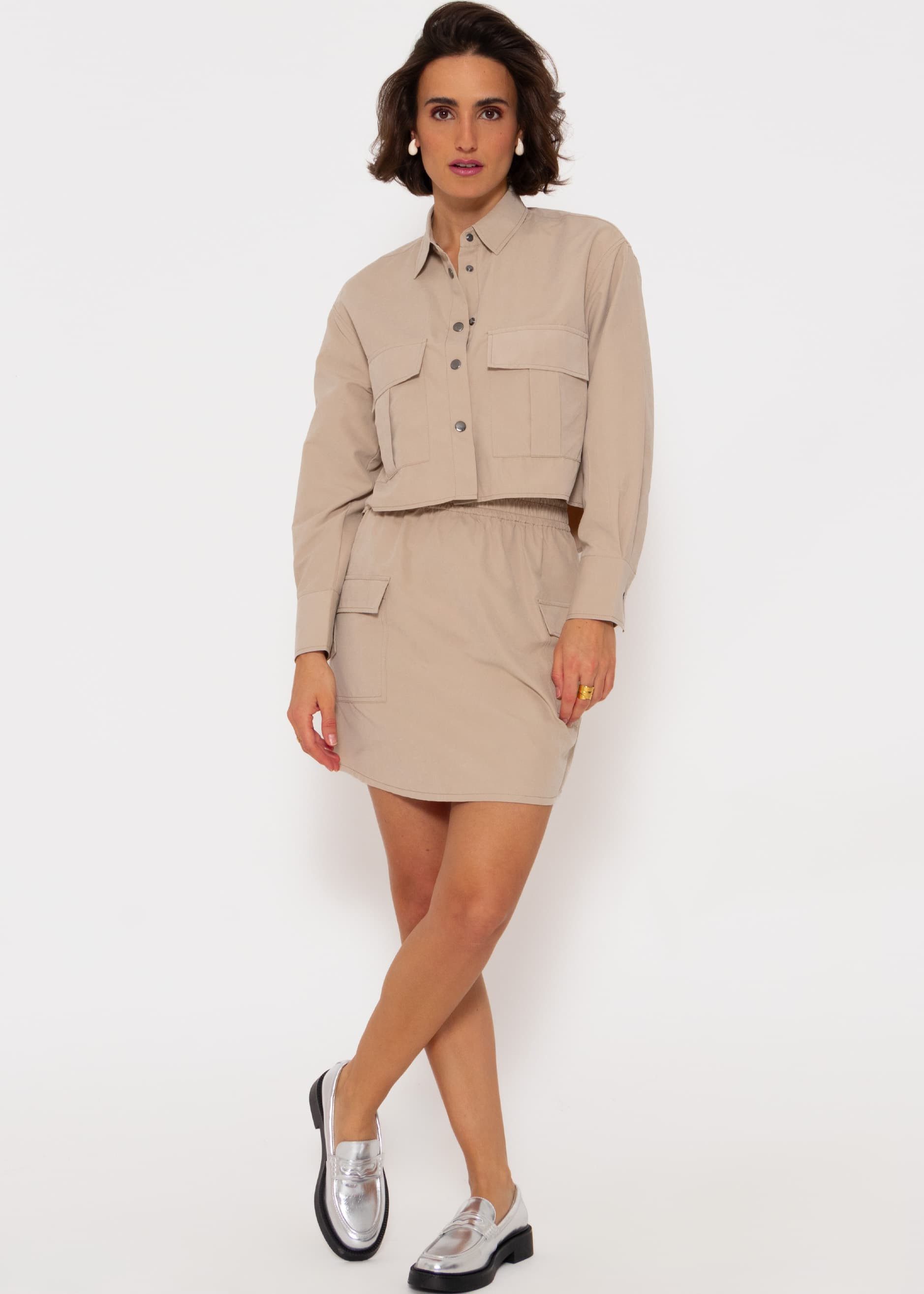 SASSYCLASSY Blusenjacke Oversize cropped Blusenjacke Damen Cropped Blusenjacke