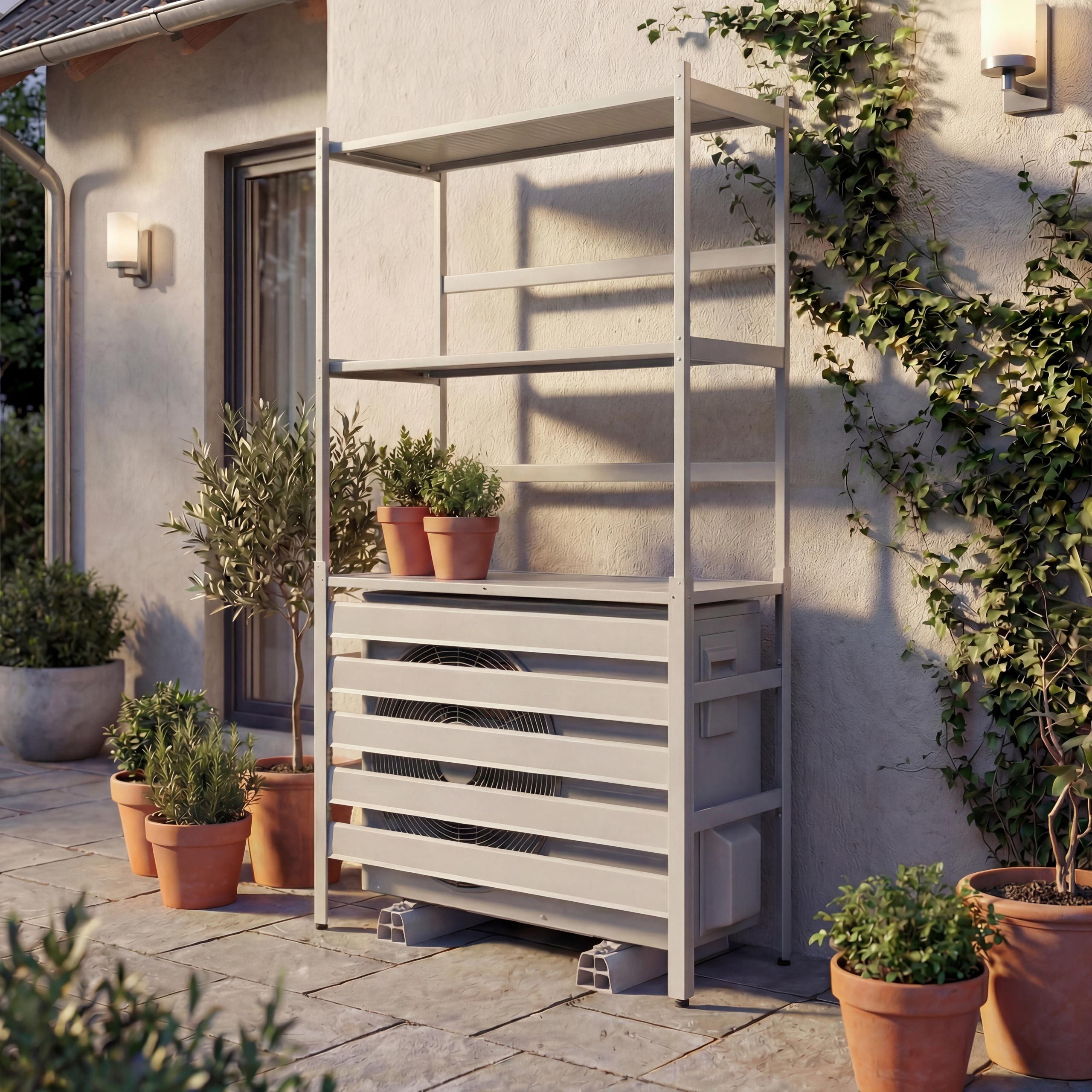 PROREGAL® Klimaanlagen-Verkleidung Aluminium 163x90x38cm Abdeckung Schutzgitter Regal