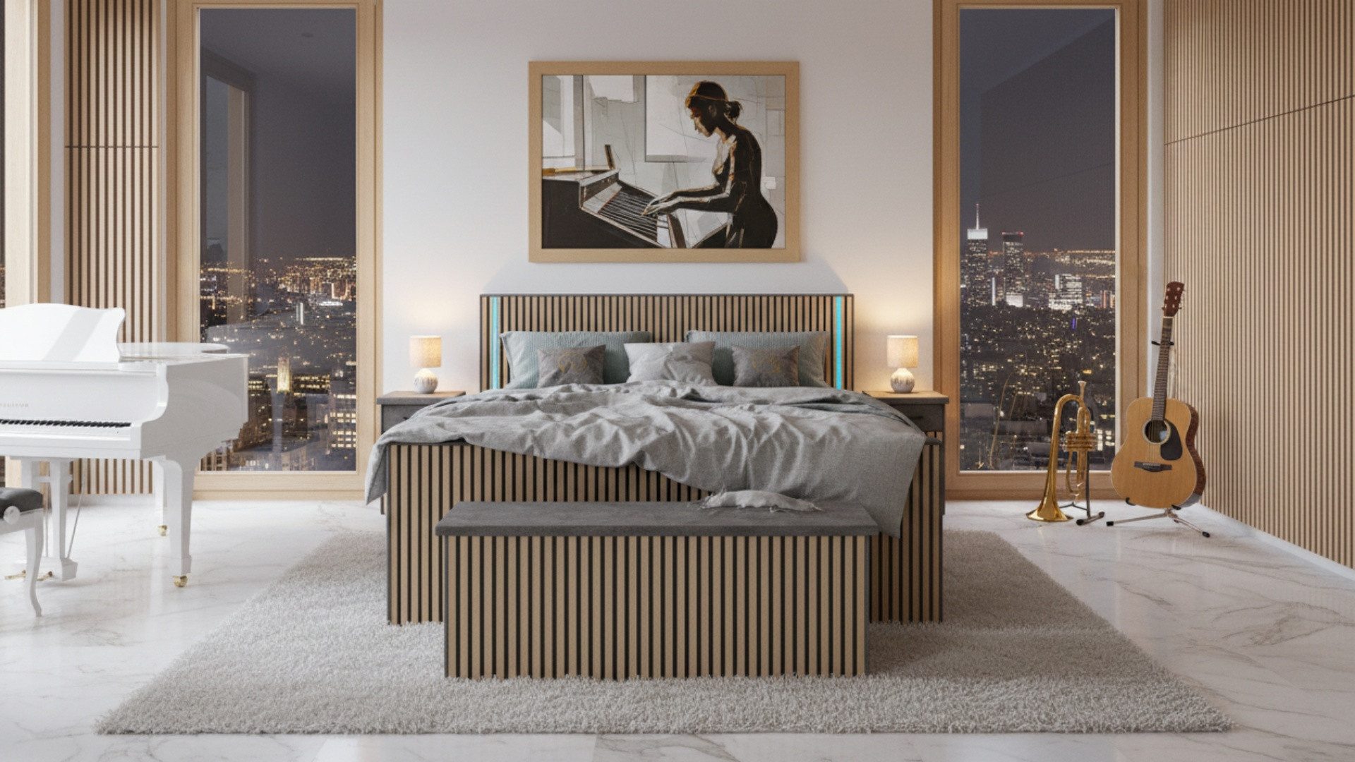 Meisterbetten Boxspringbett Scay (Fußteil, 7-Zonen Taschenfederkernmatratzen, Ergoflex), Inklusive kostenloser Lieferung und Aufbau