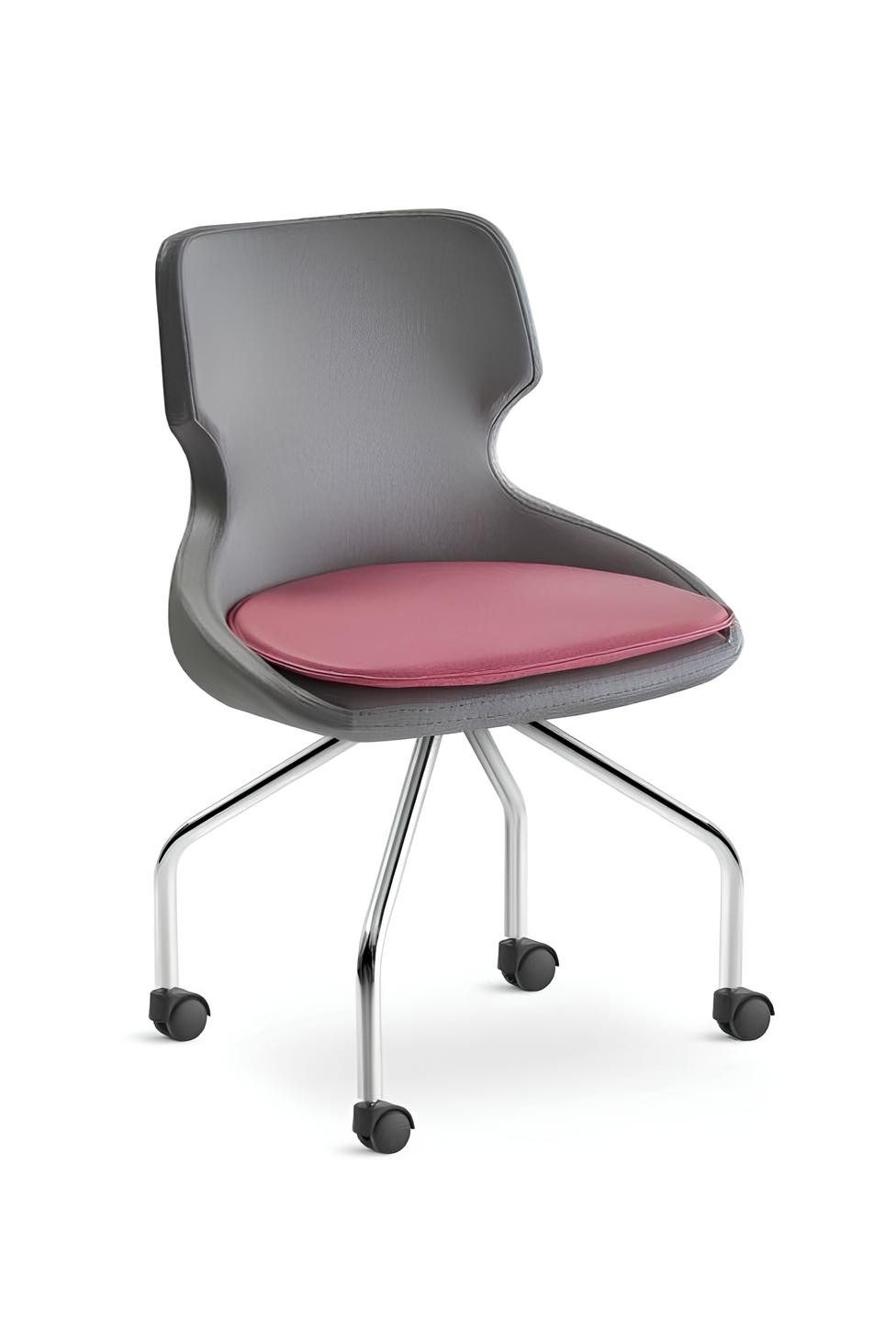 Xlmoebel Bürostuhl Drehstuhl Schwarz Modern mit Rollen aus Edelstahl und Leder (1 St), Made in Europa