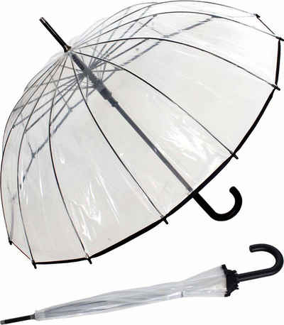 HAPPY RAIN Stockregenschirm »14teiliger Regenschirm mit Automatik transparent«, durch viele Speichen sehr stabil und trotzdem der volle Durchblick