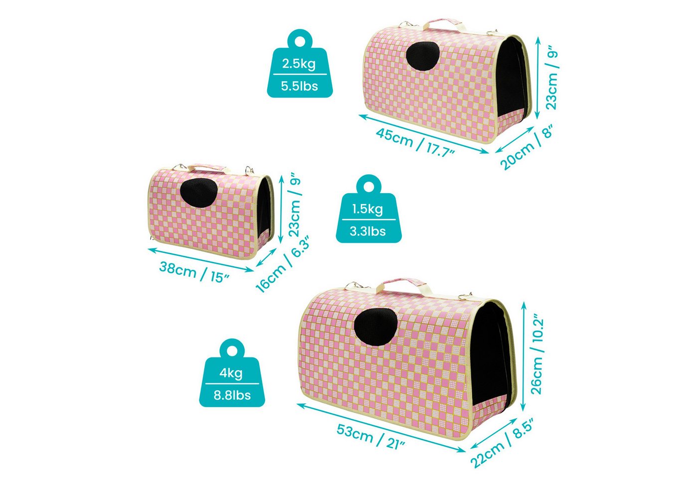 Thumbnail - Belle Vous Reisenapf BELLE VOUS (3er Pack Rosa Tragetasche Hund & Katze - Von