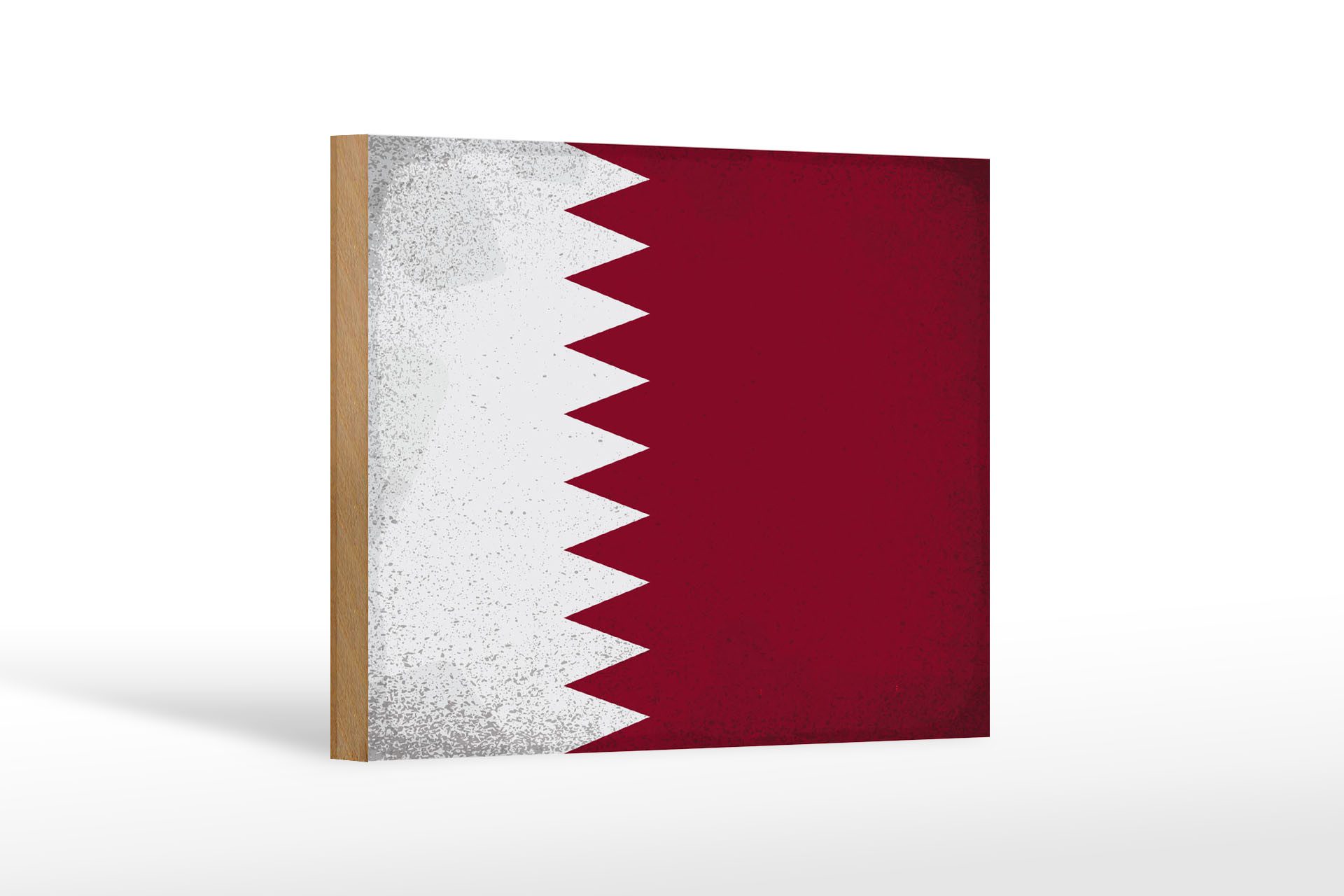 Femer GmbH Holzbild Flagge Katar 18x12 cm Flag of Qatar Vintage, Flaggen (1 St), Glatte Holzfaserplatte (MDF), vorn beschichtet