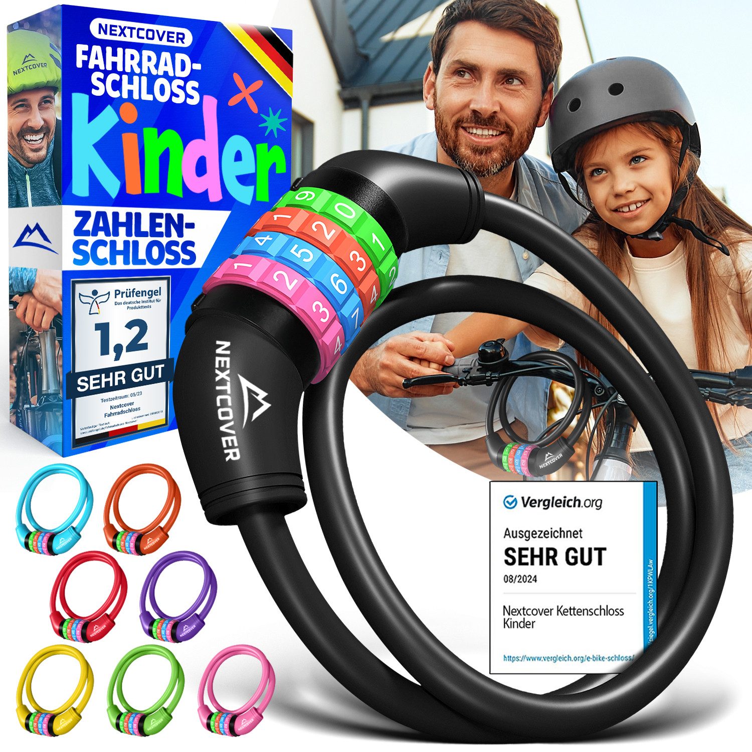 Nextcover Zahlenkabelschloss NEXTCOVER® Fahrradschloss Kinder mit 4-stelligem Zahlencode