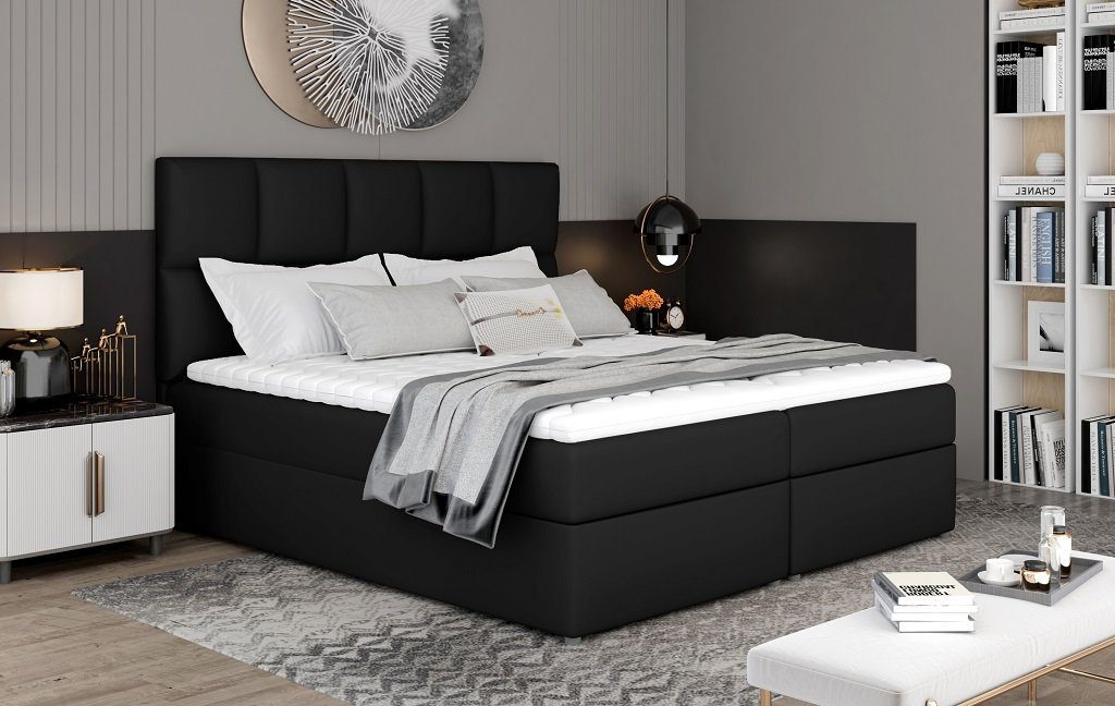 Bett, Doppelbett JVmoebel Boxspring Betten Schwarz Designer neu Ehebett Designerbett