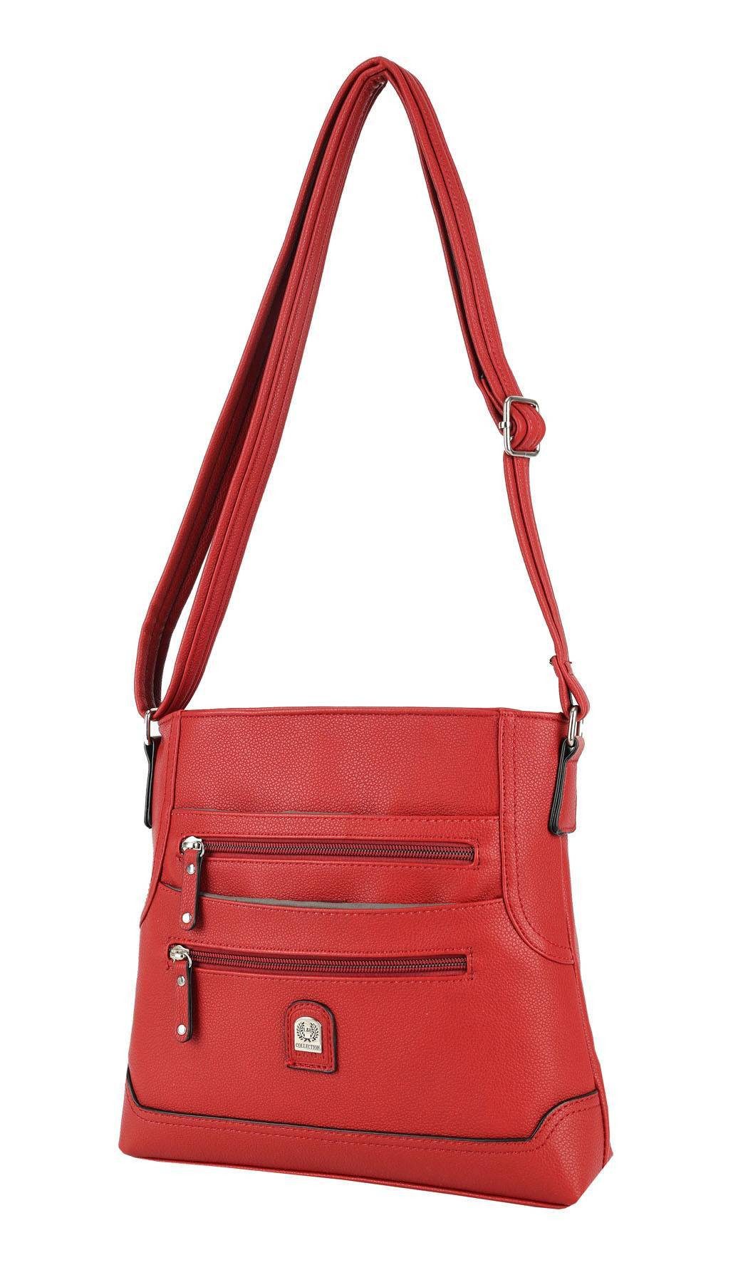 ITALYSHOP24 Schultertasche Damen Tasche Umhängetasche CrossBody Schultertasche CrossOver, Vintage Shopper Leder Optik Reisetasche Handtasche