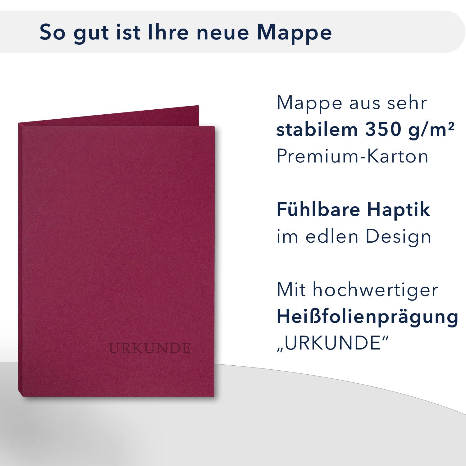 STRATAG Organisationsmappe Urkundenmappen Lemani® BASIC-plus - 5 Stk 2-tlg glatter Premium-Karton (Set, 5-St., Premium-Qualität mit hochwertiger Prägung URKUNDE), direkt vom Hersteller STRATAG - handgefertigt in Deutschland
