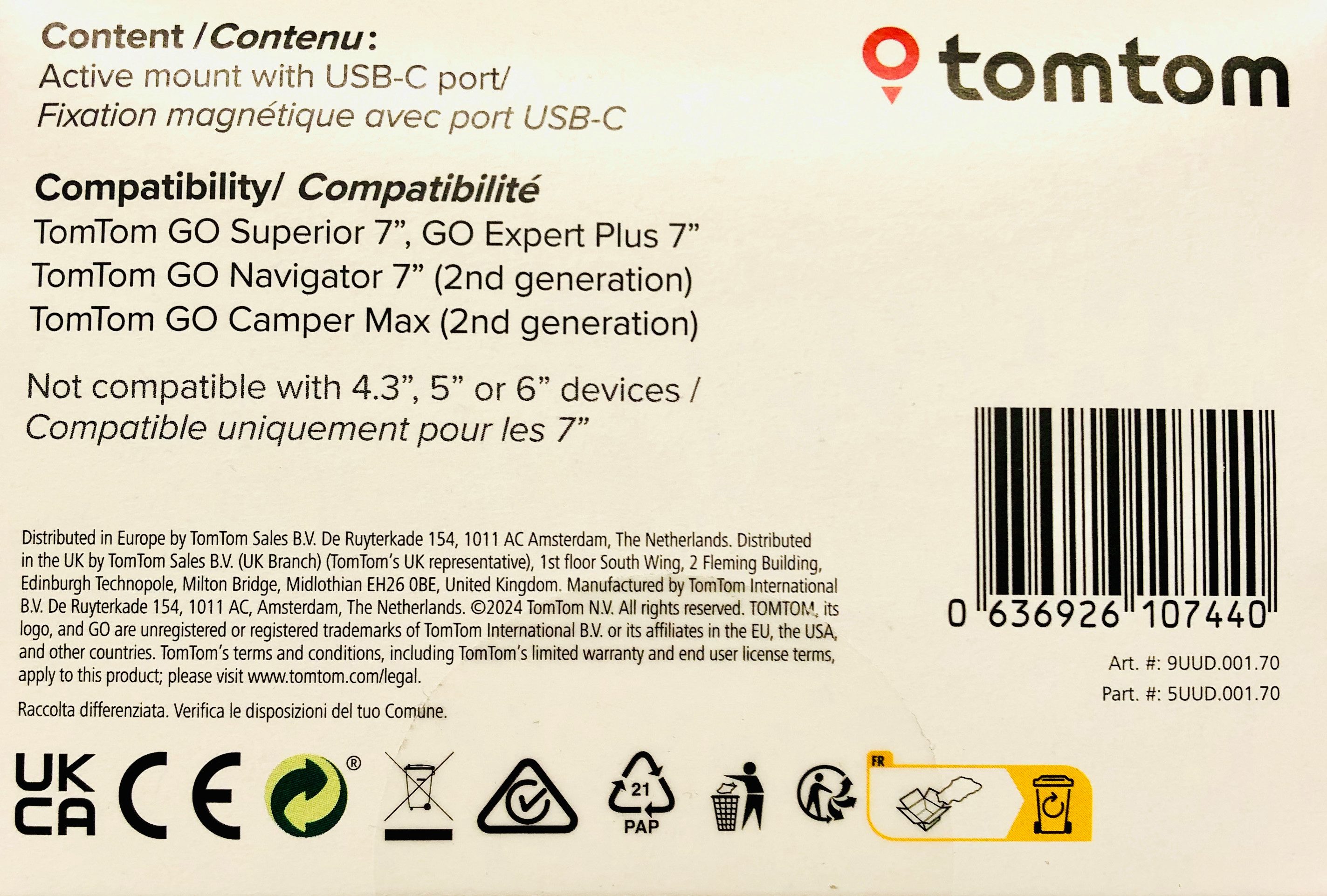TomTom Navigationsgeräte-Halterung Aktiv-Magnethalterung 7 Zoll Geräte - USB-C