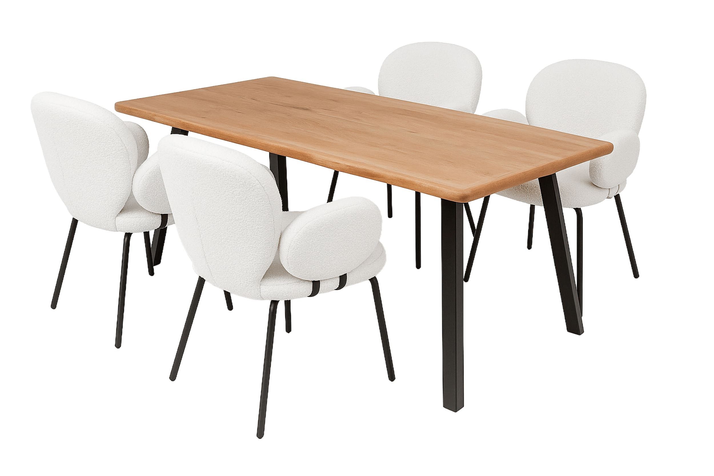 LC Home Essgruppe LC Home Lille Anthrazit 5tlg Esstisch 220x100 Stern-Fuß, (5-tlg)