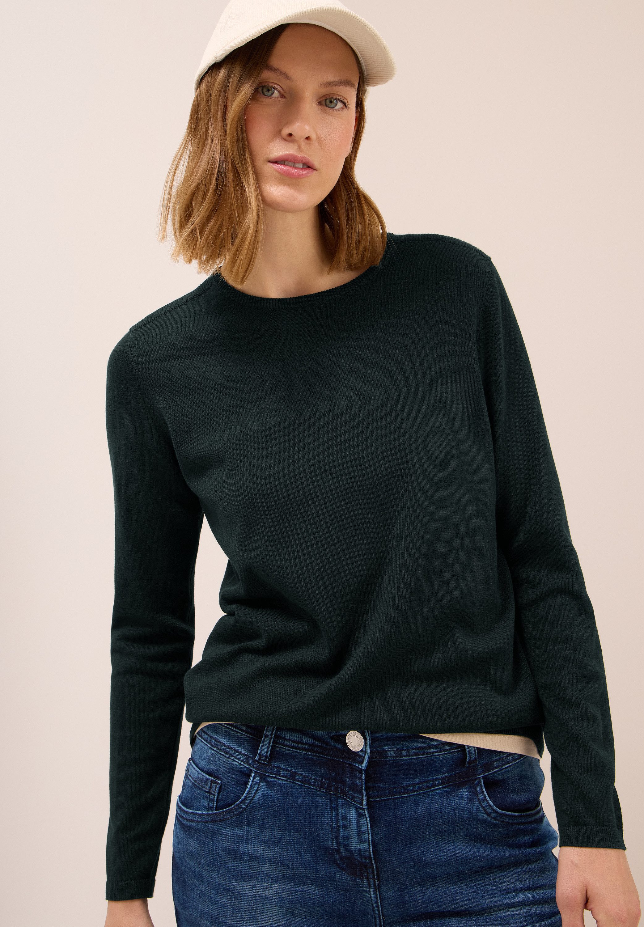 CECIL Strickpullover mit feinem Detail an der Schulter und Viskose-Anteil günstig online kaufen