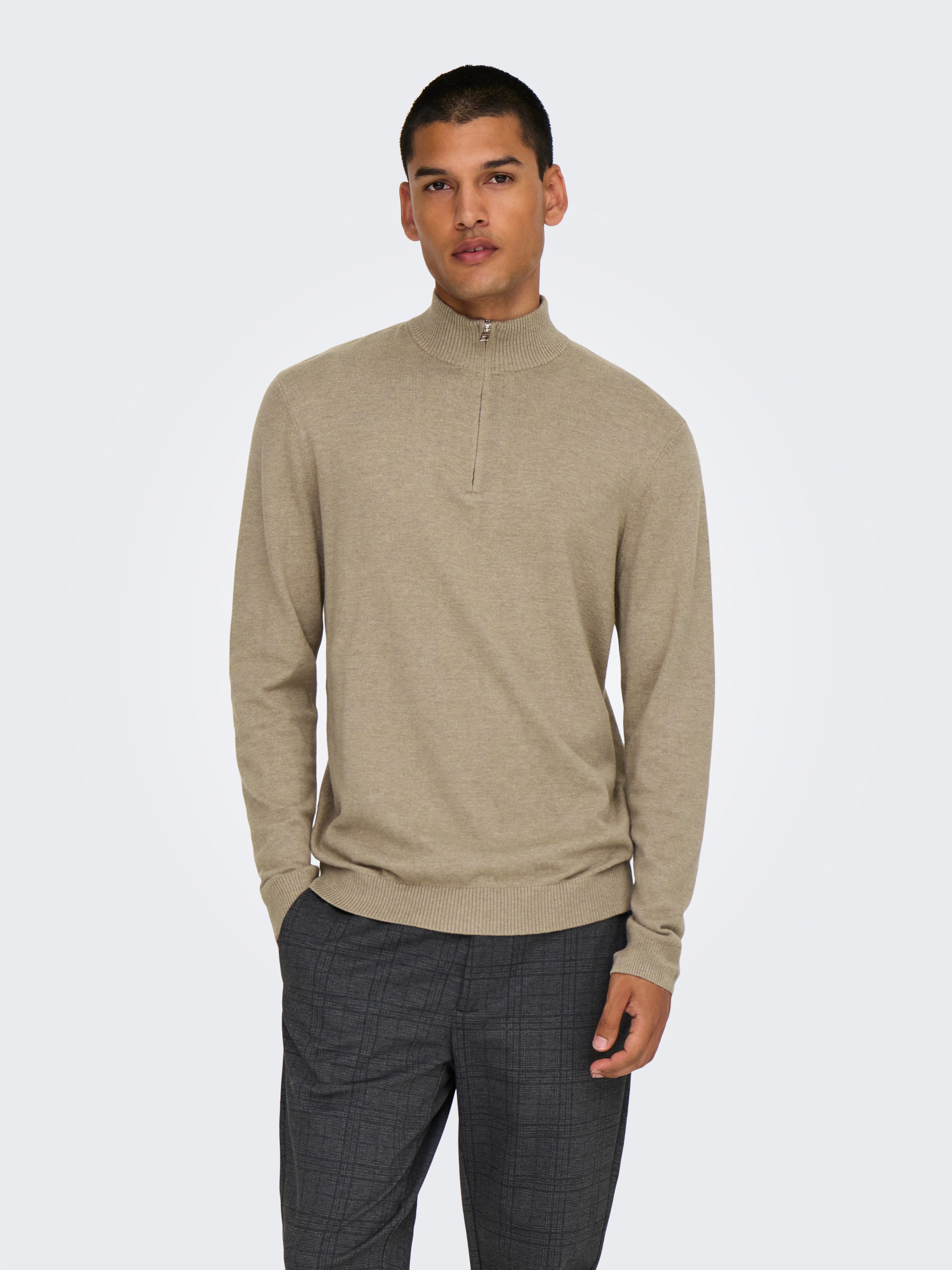 ONLY & SONS Troyer ONSLOUI REG 12 MEL HALF ZIP KNIT NOOS günstig online kaufen