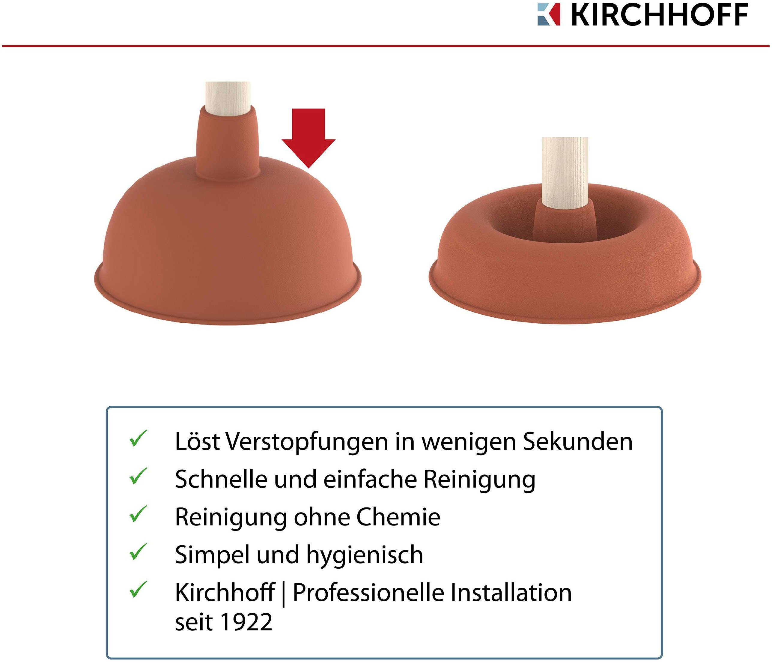 Kirchhoff Pümpel, Abflussreiniger mit Holzgriff, Ø Saugglocke mm 140
