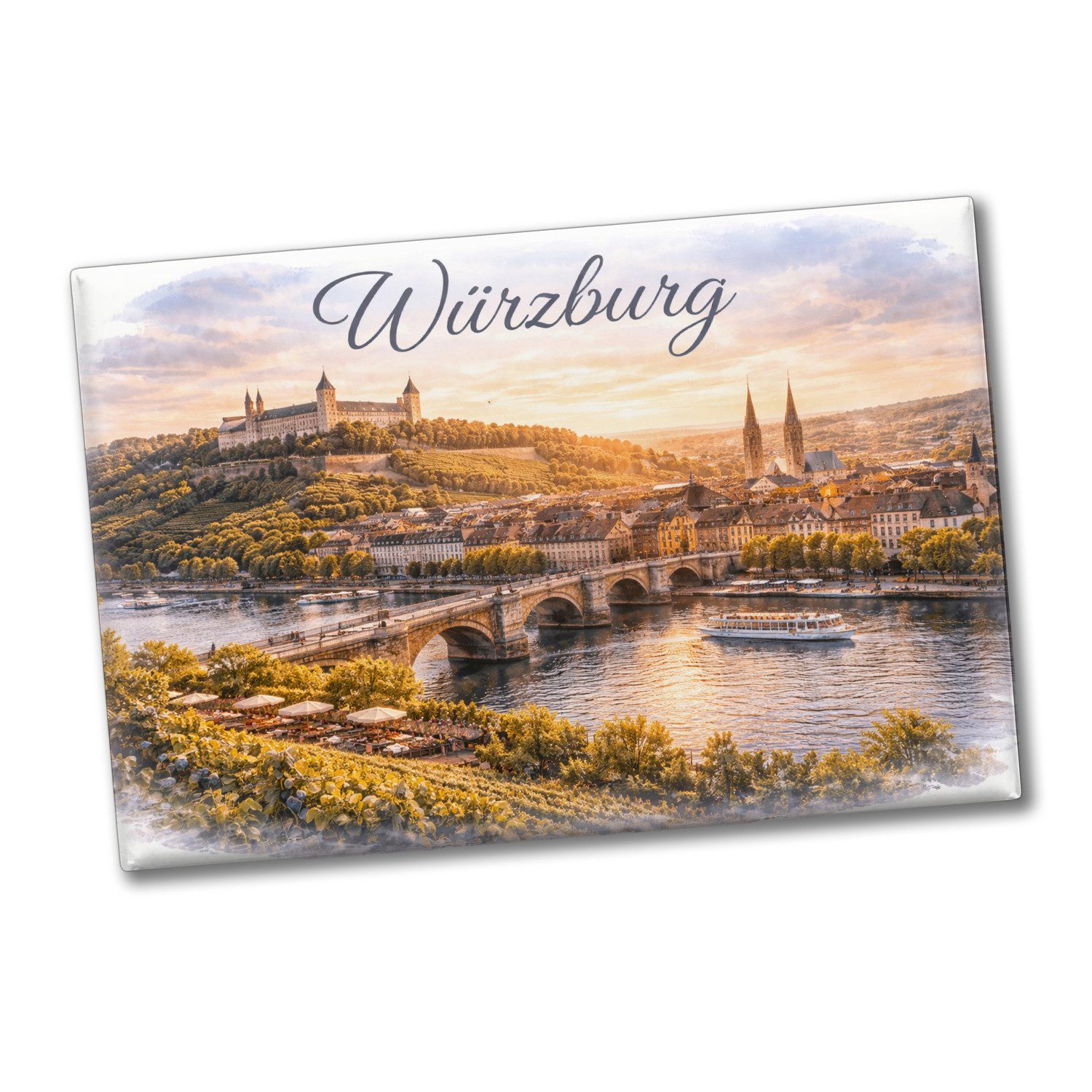 speecheese Magnet Würzburg Skyline Alte Mainbrücke und Festung Souvenir Souvenir Magnet