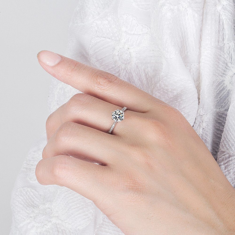Vorschlag Sechs Live Imitation Krallen Ring, Invanter Geschenkbox Ring Diamant inkl. Kiste Fingerring